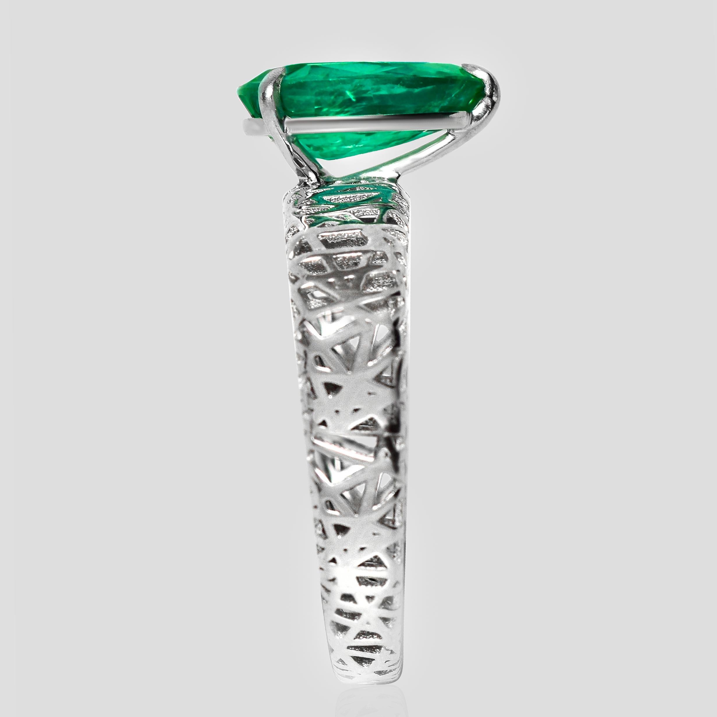 IGI 18K 1,44 Ct Sambia Smaragd Art Deco Verlobungsring im Zustand „Neu“ im Angebot in Kaohsiung City, TW