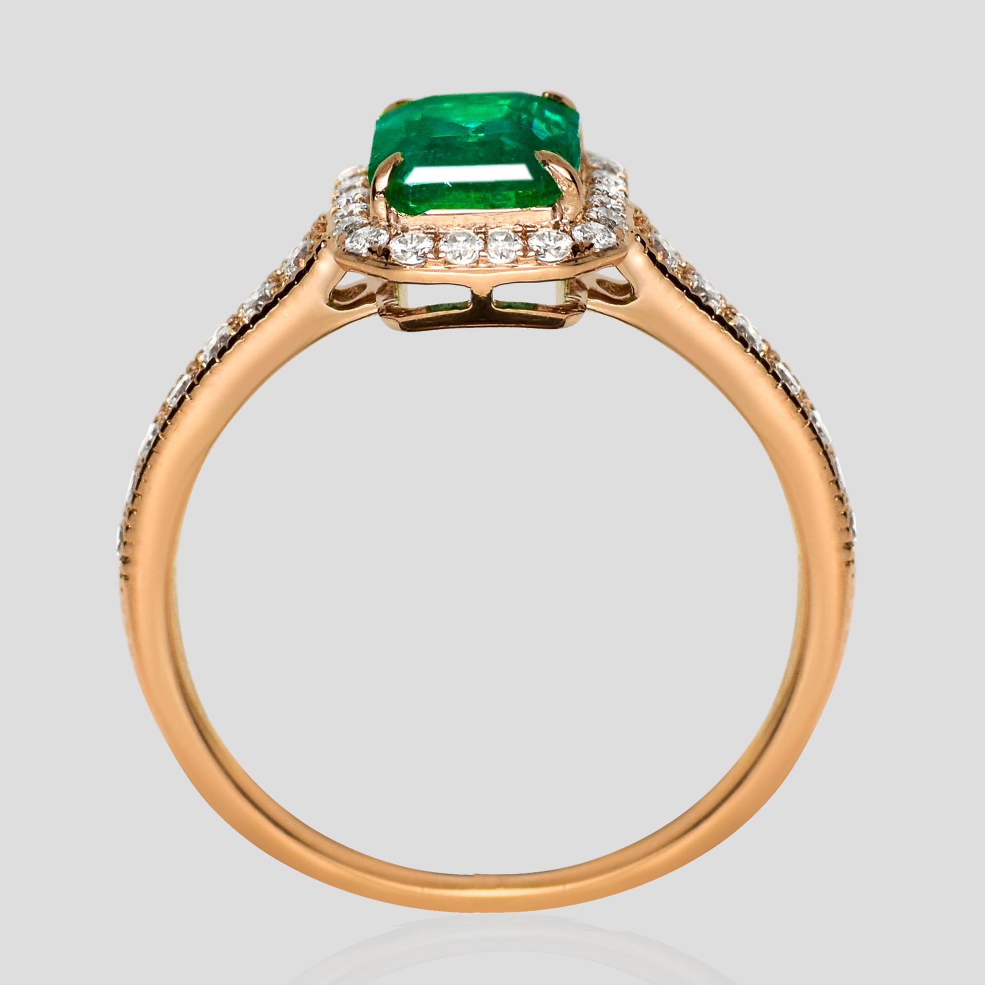 IGI 18K 1.47 Ct Zambia Emerald&Diamonds Art Deco Engagement Ring Neuf - En vente à Kaohsiung City, TW