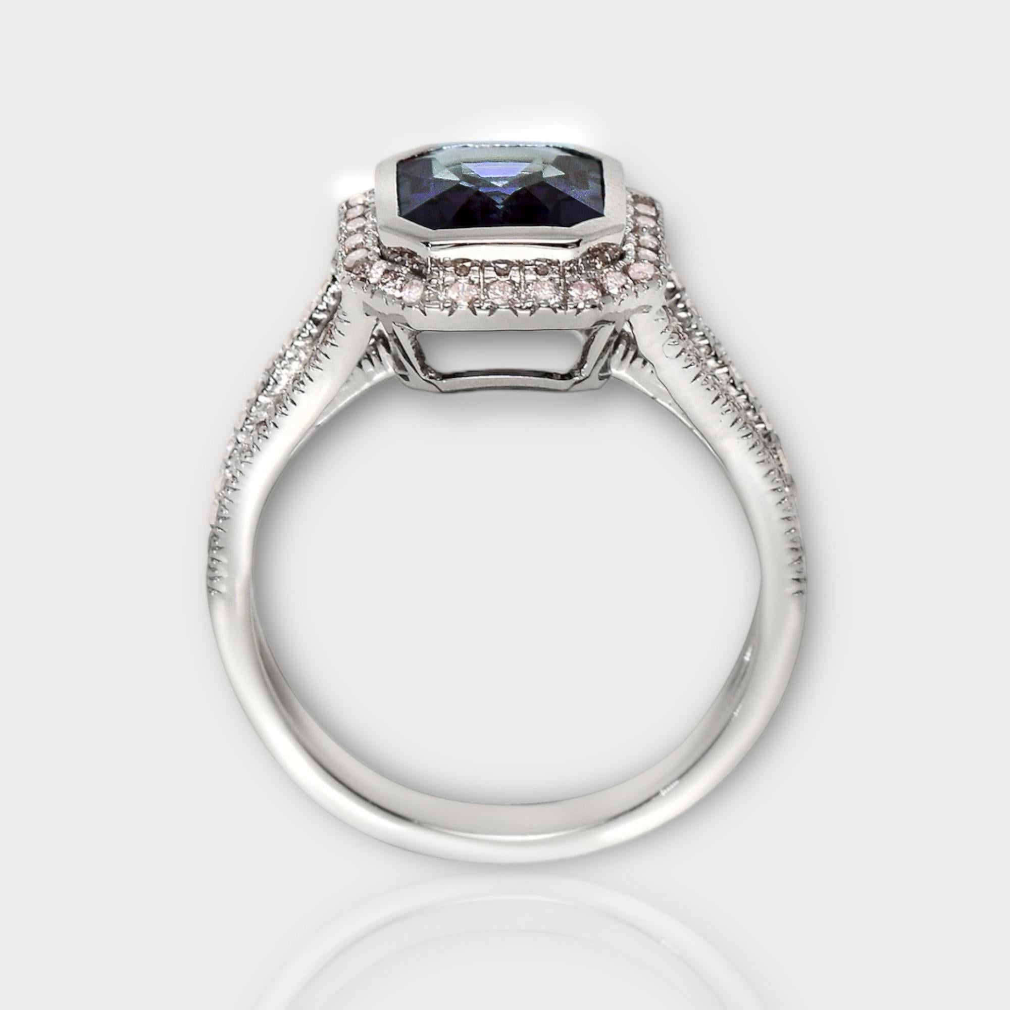 Anello di fidanzamento antico IGI 18K 1,62 ct Titan Spinel&Pink Diamonds In condizioni Nuovo in vendita a Kaohsiung City, TW