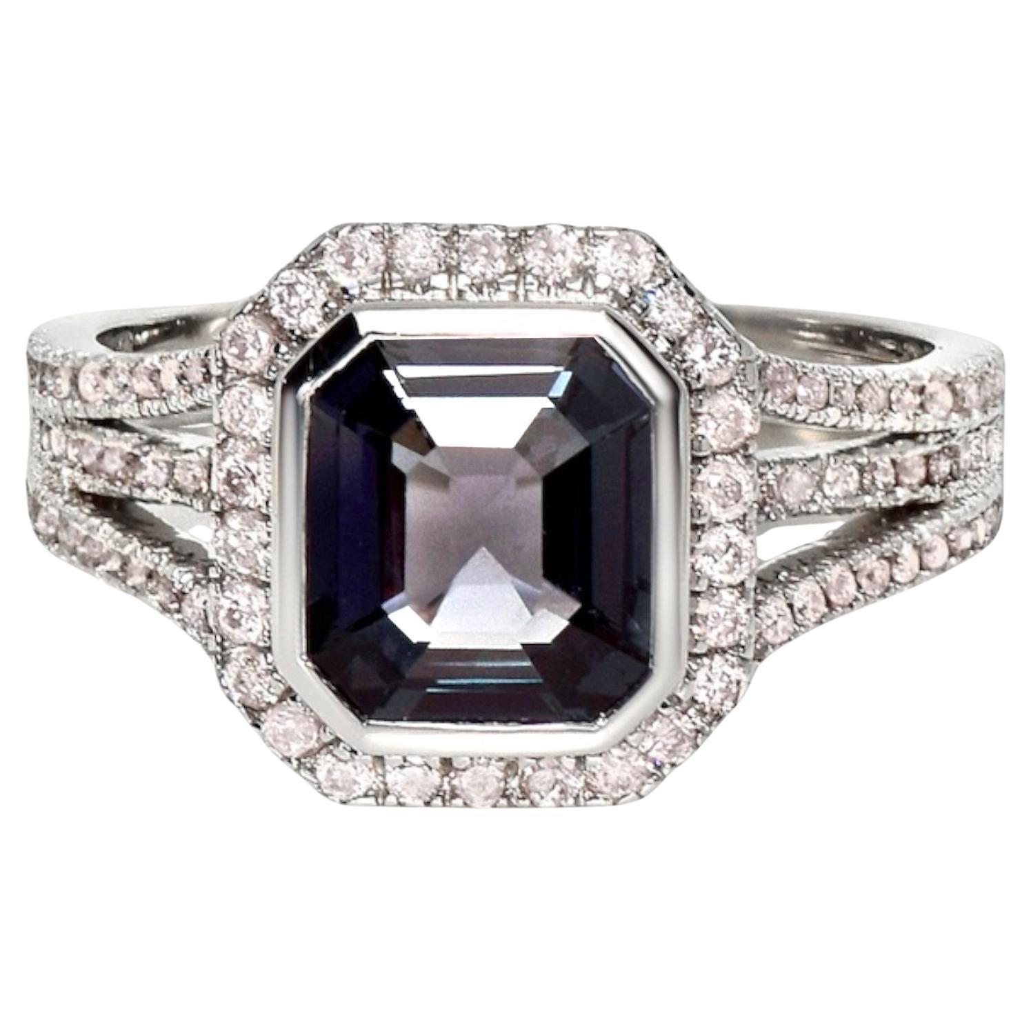 IGI 18K 1.62 Ct Titan Spinel&Pink Diamonds Antique Engagement Ring
