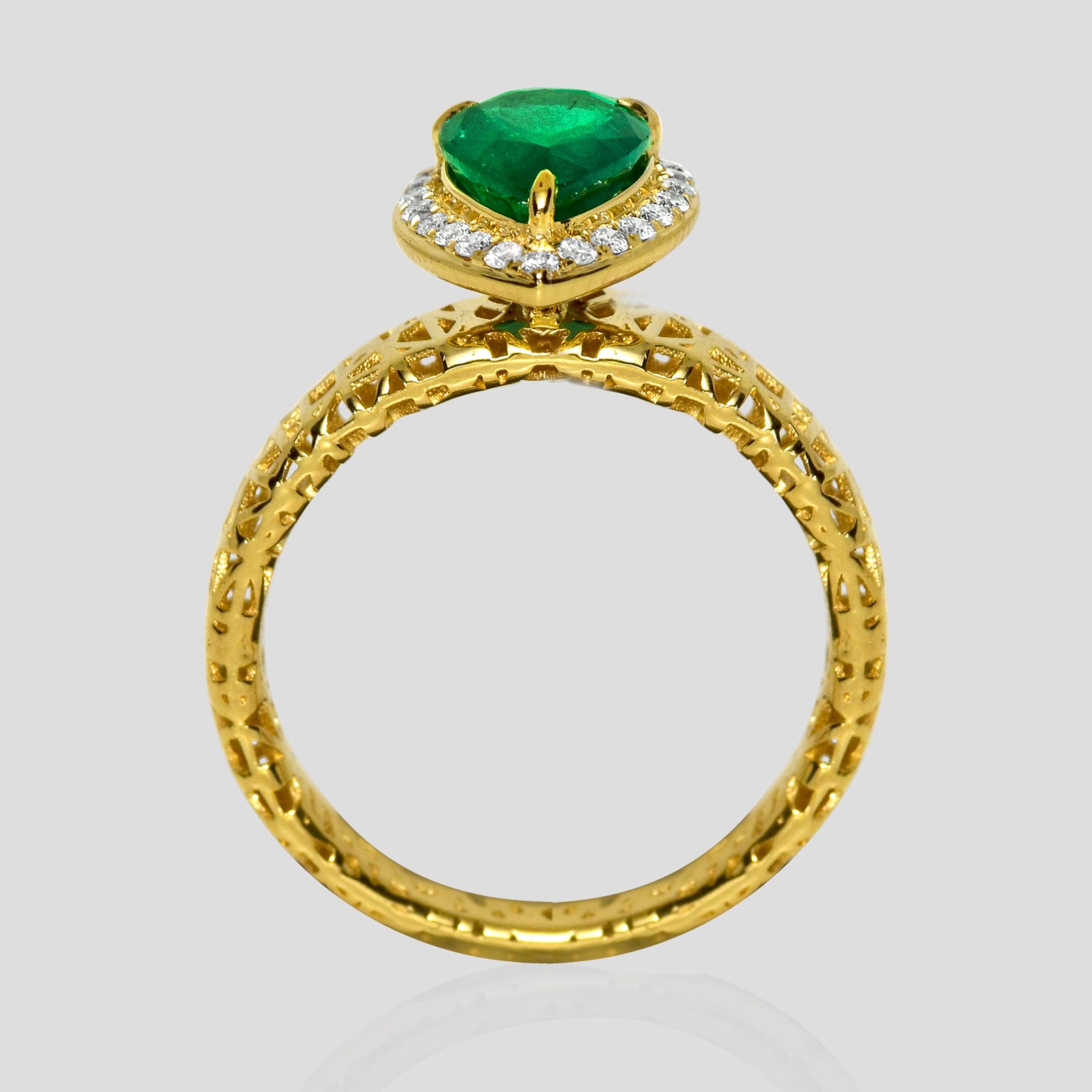 IGI 18K 1.65 Ct Zambia Emerald Art Deco Engagement Ring Unisexe en vente