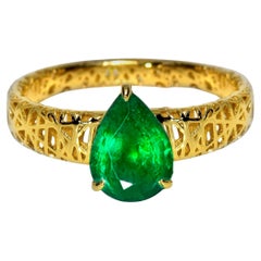 IGI 18K 1.65 Ct Zambia Emerald Art Deco Engagement Ring