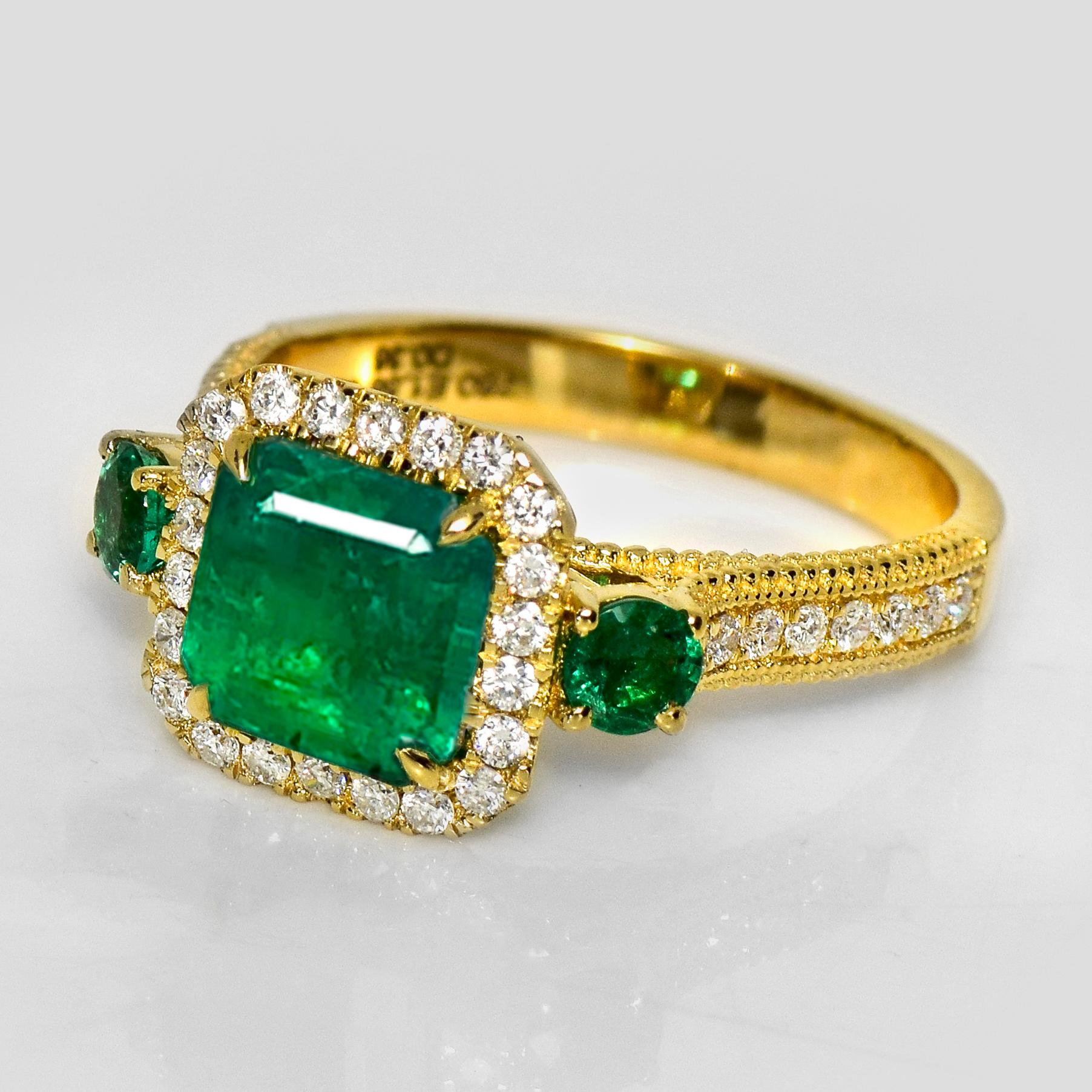 Contemporaneo Anello di fidanzamento Art Deco IGI 18K 1,84 Ct Zambia Greene & Greene Diamonds in vendita