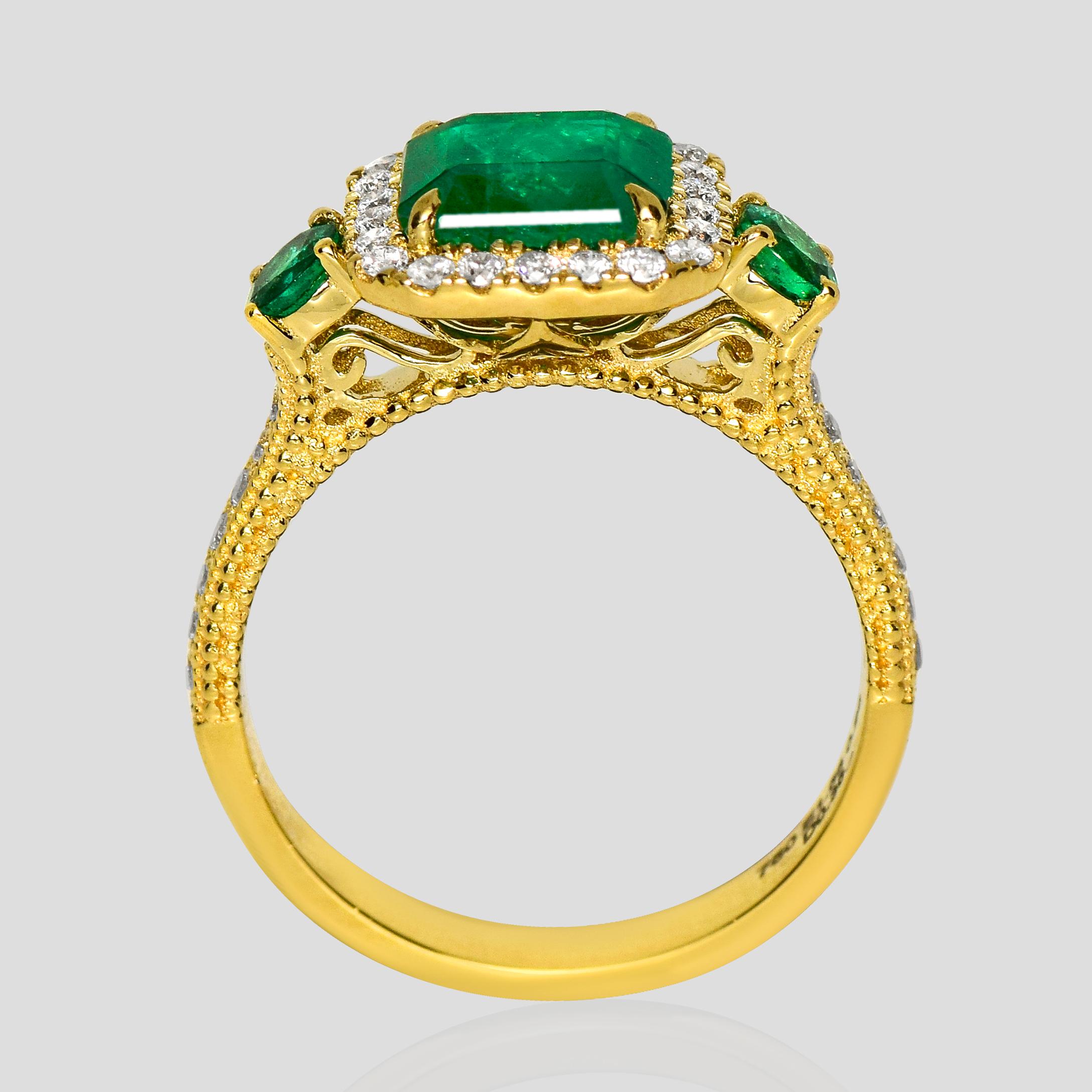 Anello di fidanzamento Art Deco IGI 18K 1,84 Ct Zambia Greene & Greene Diamonds In condizioni Nuovo in vendita a Kaohsiung City, TW