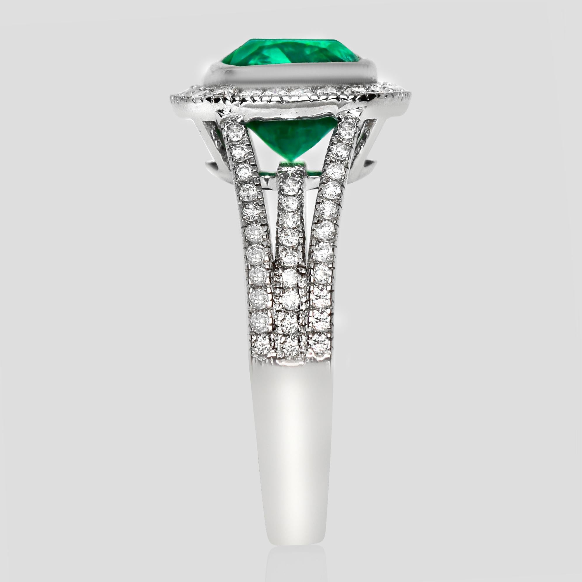 Bague de fiançailles IGI 18K 2.07 Ct Emerald&Diamonds Antique Neuf - En vente à Kaohsiung City, TW