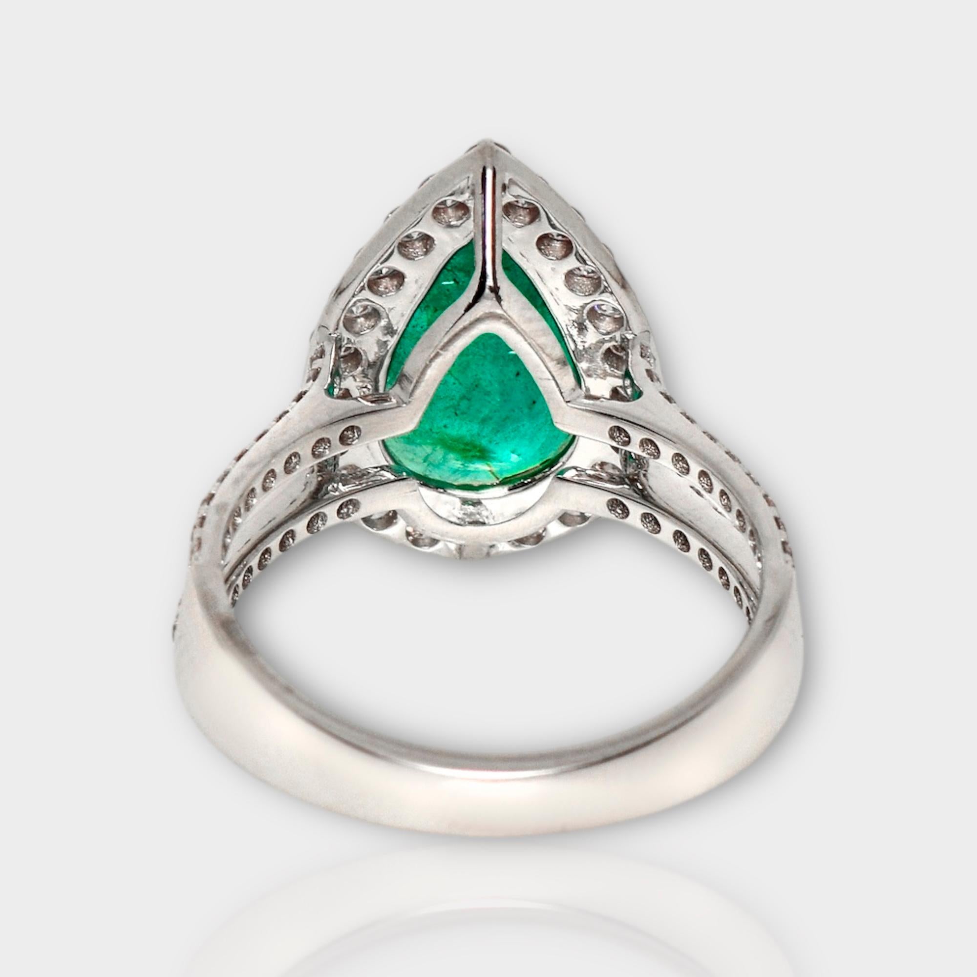 IGI 18k 2.25 Ct Emerald&Pink Diamonds Antique Art Deco Style Engagement Ring For Sale 1