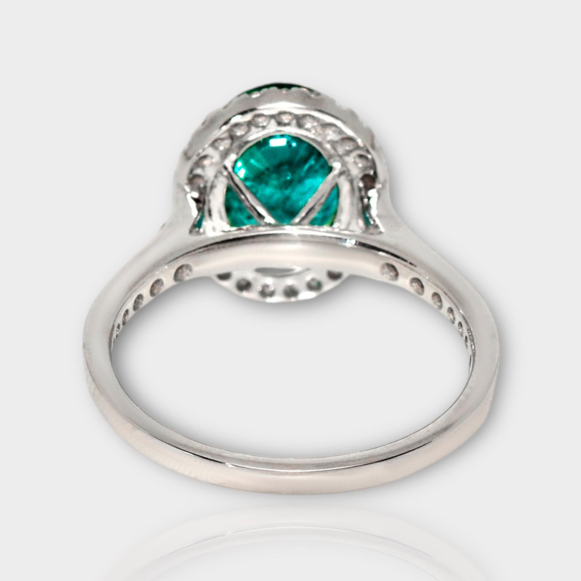 IGI 18k 2.31 Ct Emerald&Pink Diamonds Antique Art Deco Style Engagement Ring For Sale 1
