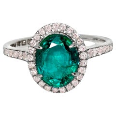 IGI 18k 2.31 Ct Emerald&Pink Diamanten Antiker Art Deco Stil Verlobungsring