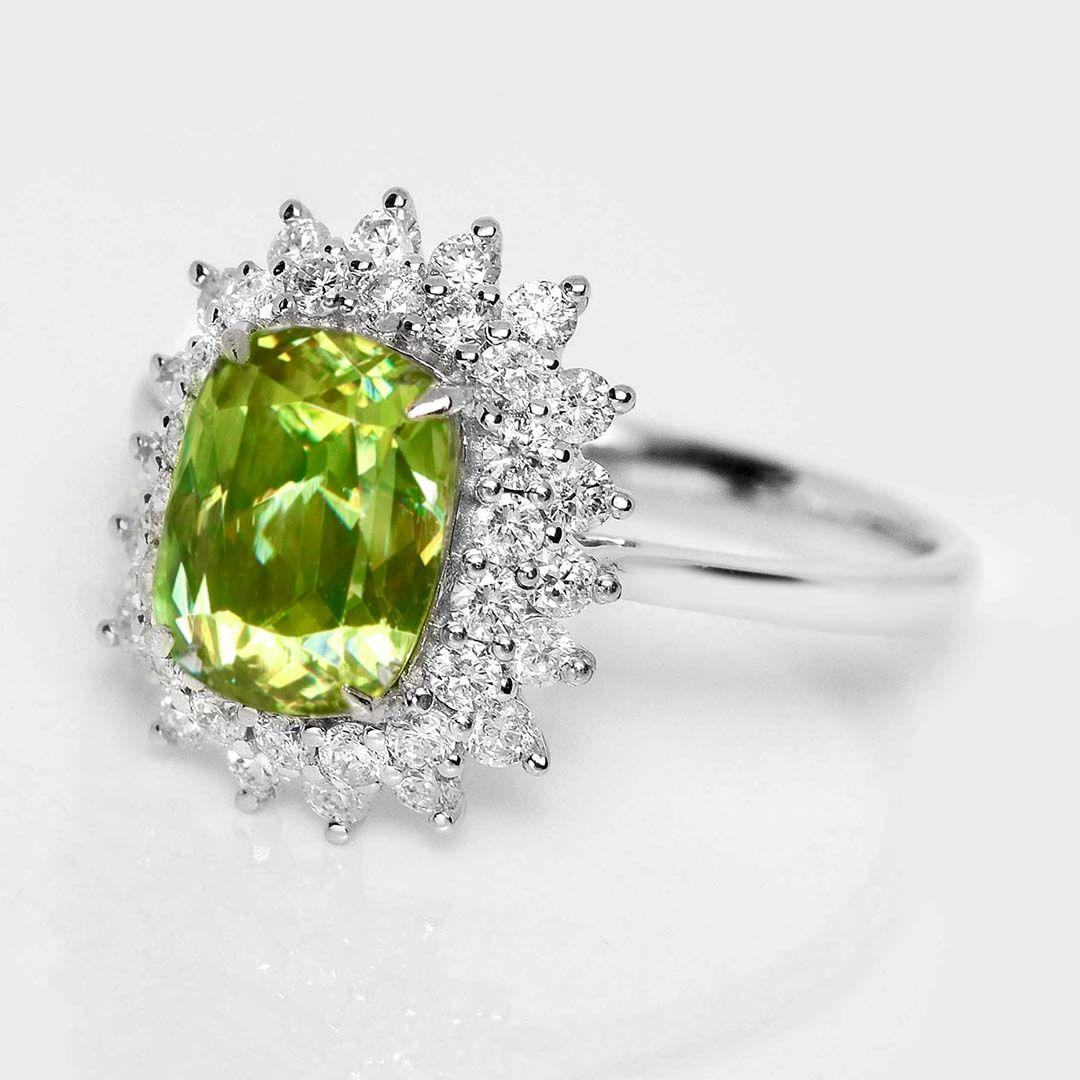 IGI 18K 2,35 ct  Anillo de compromiso antiguo con diamantes esfenos de color natural Art Decó en venta