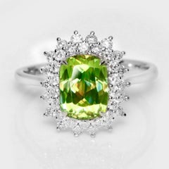 IGI 18K 2.35 ct  Natural Color Play Sphene Diamonds Antique Engagement Ring