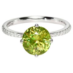 IGI 18K 2,41 ct  Anillo de compromiso antiguo con diamantes esfenos de color natural