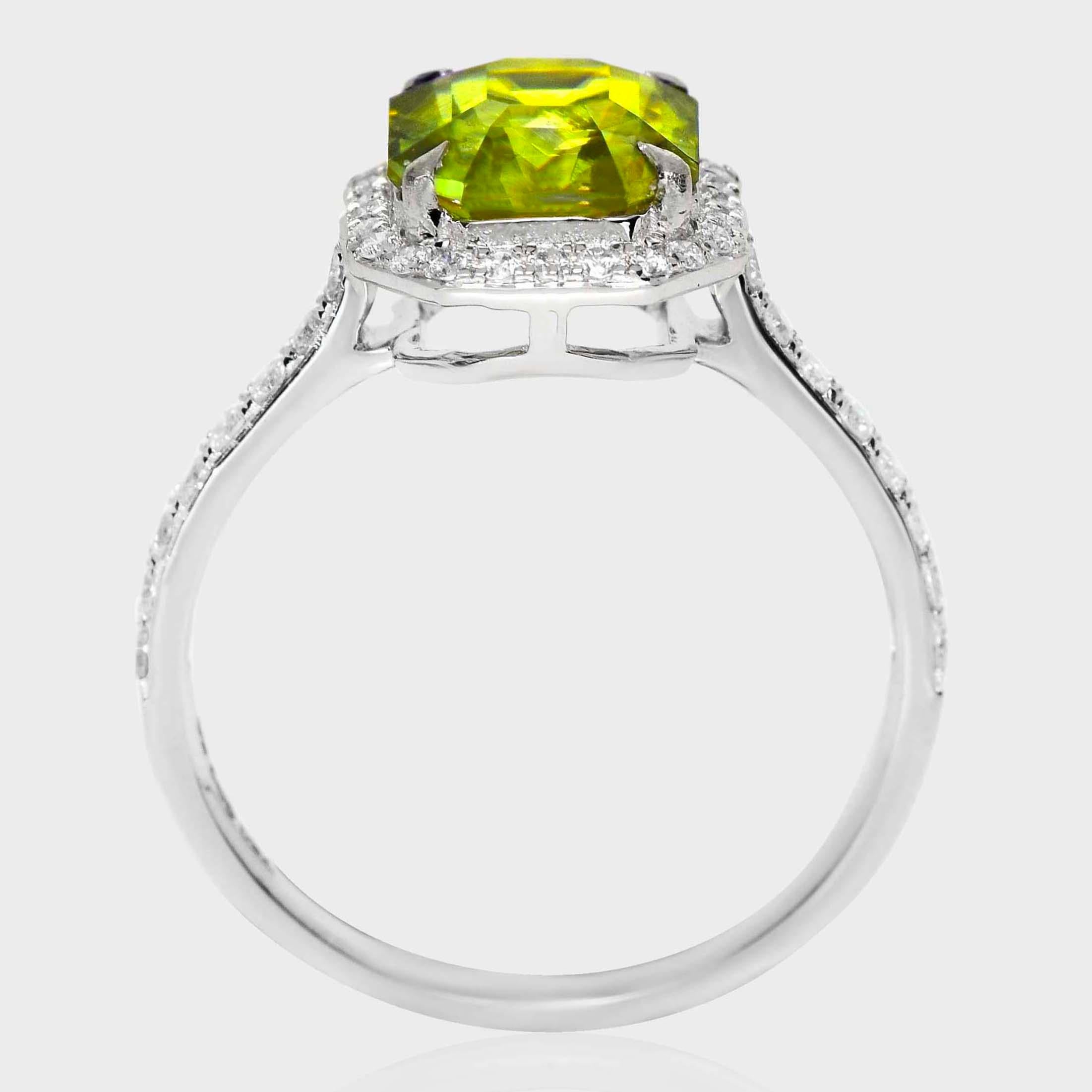 IGI 18K 2,56 ct  Anillo de compromiso antiguo con diamantes esfenos de color natural en Nuevo estado para la venta en Kaohsiung City, TW