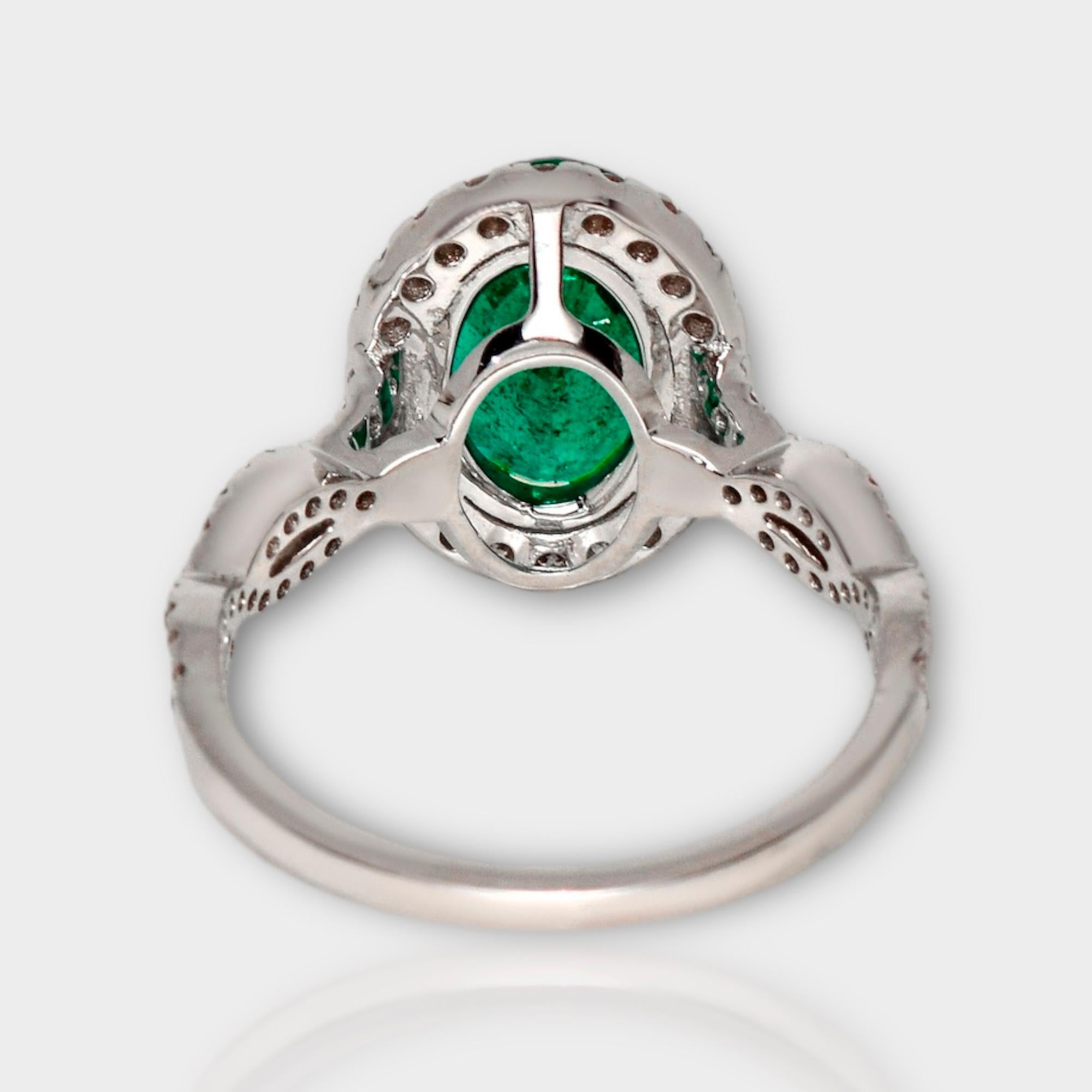 IGI 18k 2.67 Ct Emerald&Pink Diamonds Antique Art Deco Style Engagement Ring For Sale 1