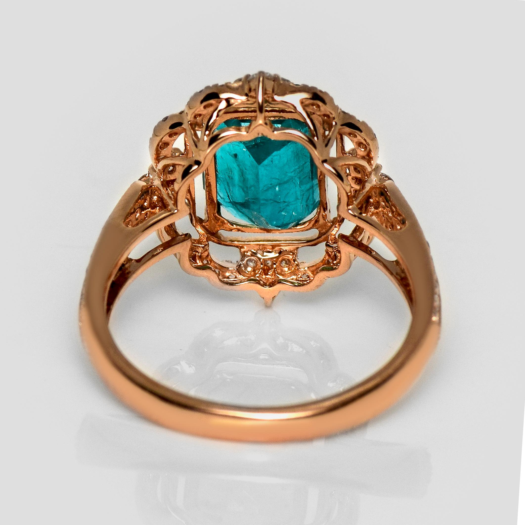 IGI 18K 2.67 Ct Natural Paraiba Emerald&Diamonds Antique Engagement Ring For Sale 1