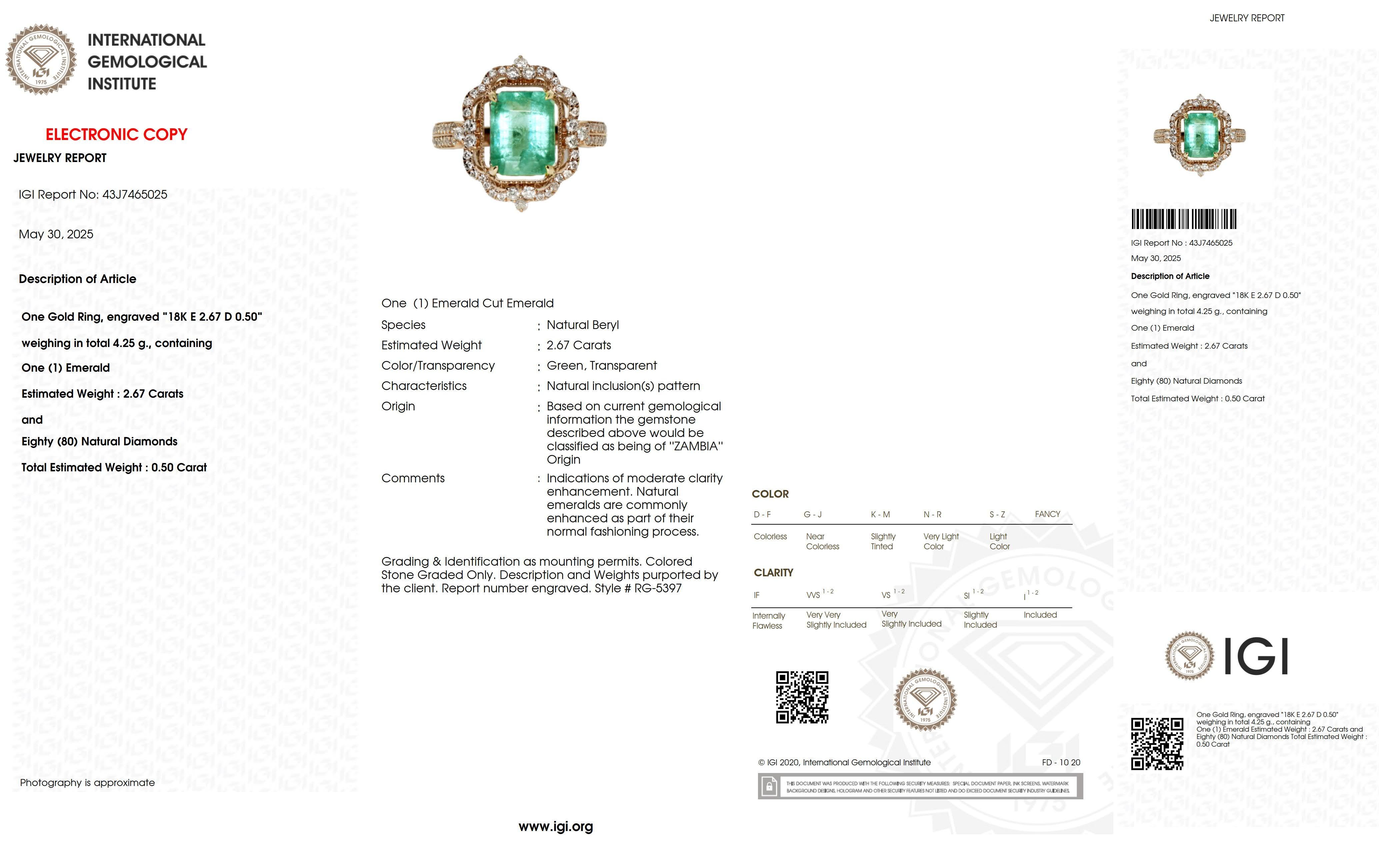 IGI 18K 2.67 Ct Natural Paraiba Emerald&Diamonds Antique Engagement Ring For Sale 2