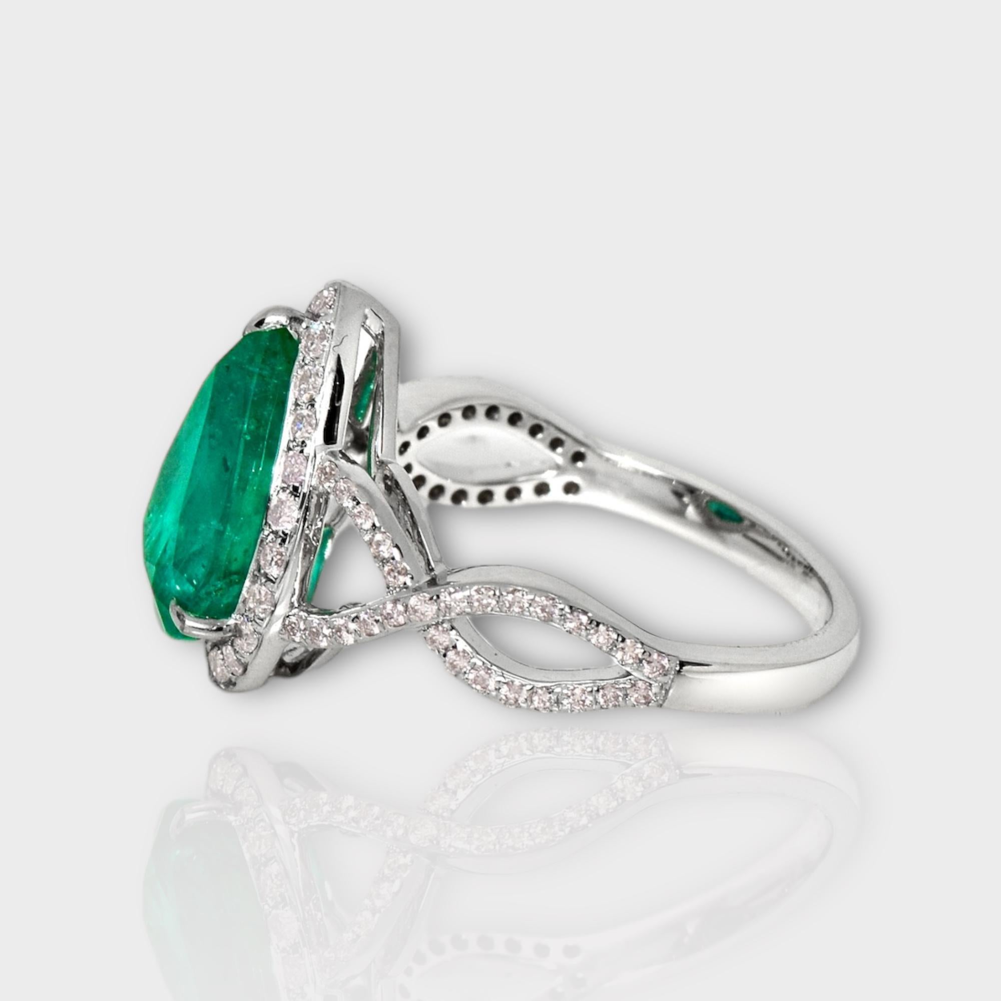 Women's IGI 18k 2.70 Ct Emerald&Pink Diamonds Antique Art Deco Style Engagement Ring For Sale