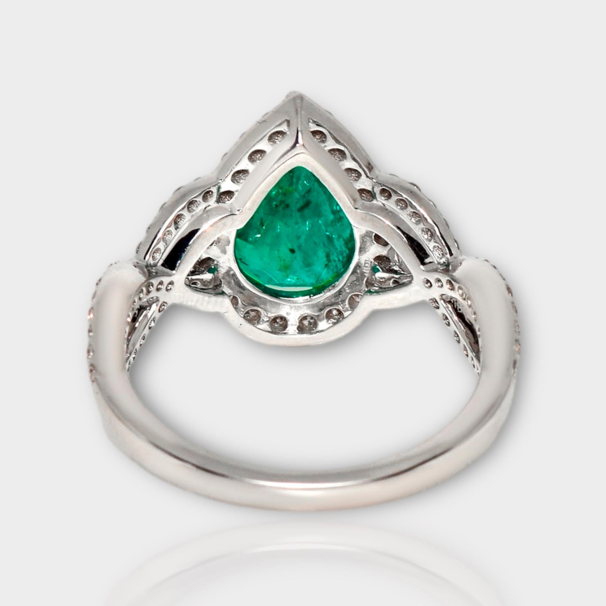 IGI 18k 2.70 Ct Emerald&Pink Diamonds Antique Art Deco Style Engagement Ring For Sale 1
