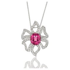 Padparadscha, collier en or blanc 18 carats avec spinelle rose et diamants de 2,78 carats