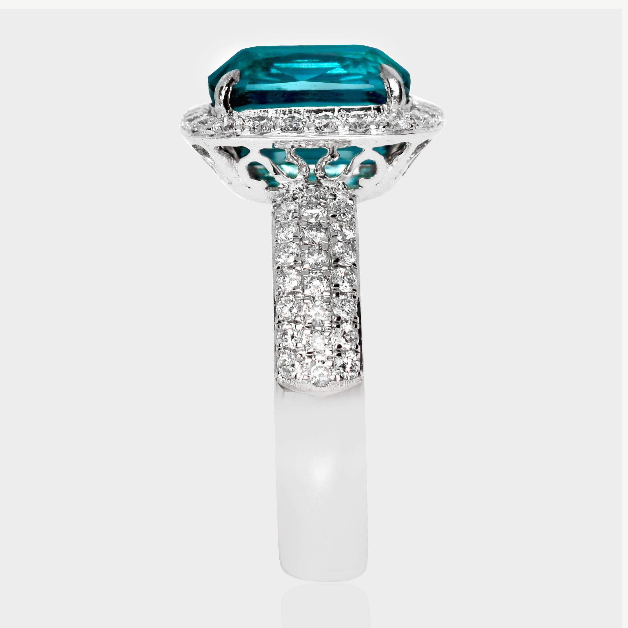 IGI 18K 2,92 ct  Bague de fiançailles ancienne en Indicolite bleu naturel et diamants Neuf - En vente à Kaohsiung City, TW