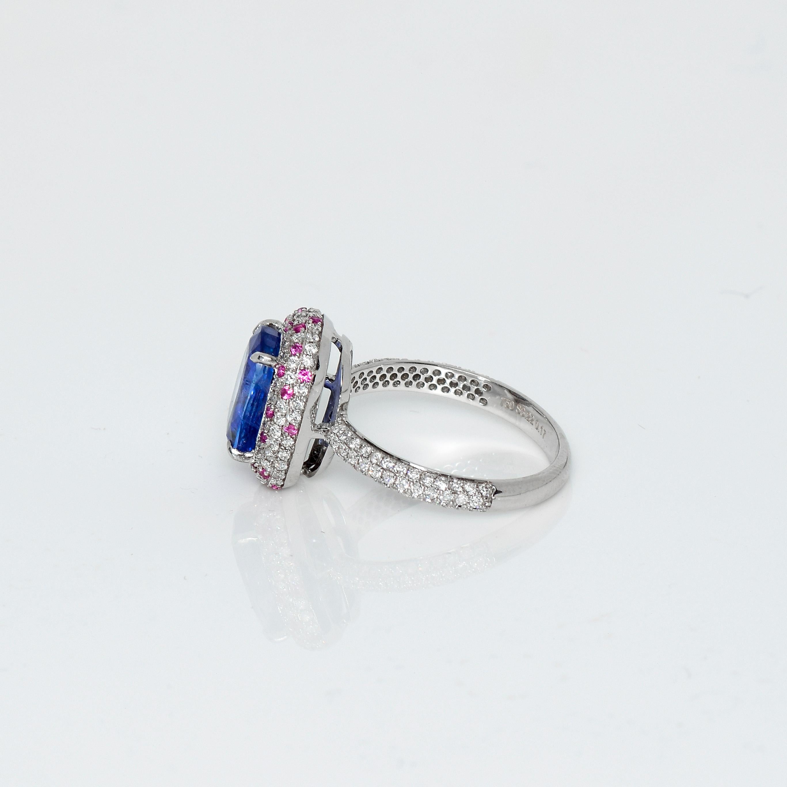 IGI 18k 3.22ct Unheated Blue Sapphire&Diamonds Antique Art Deco Engagement Ring 1