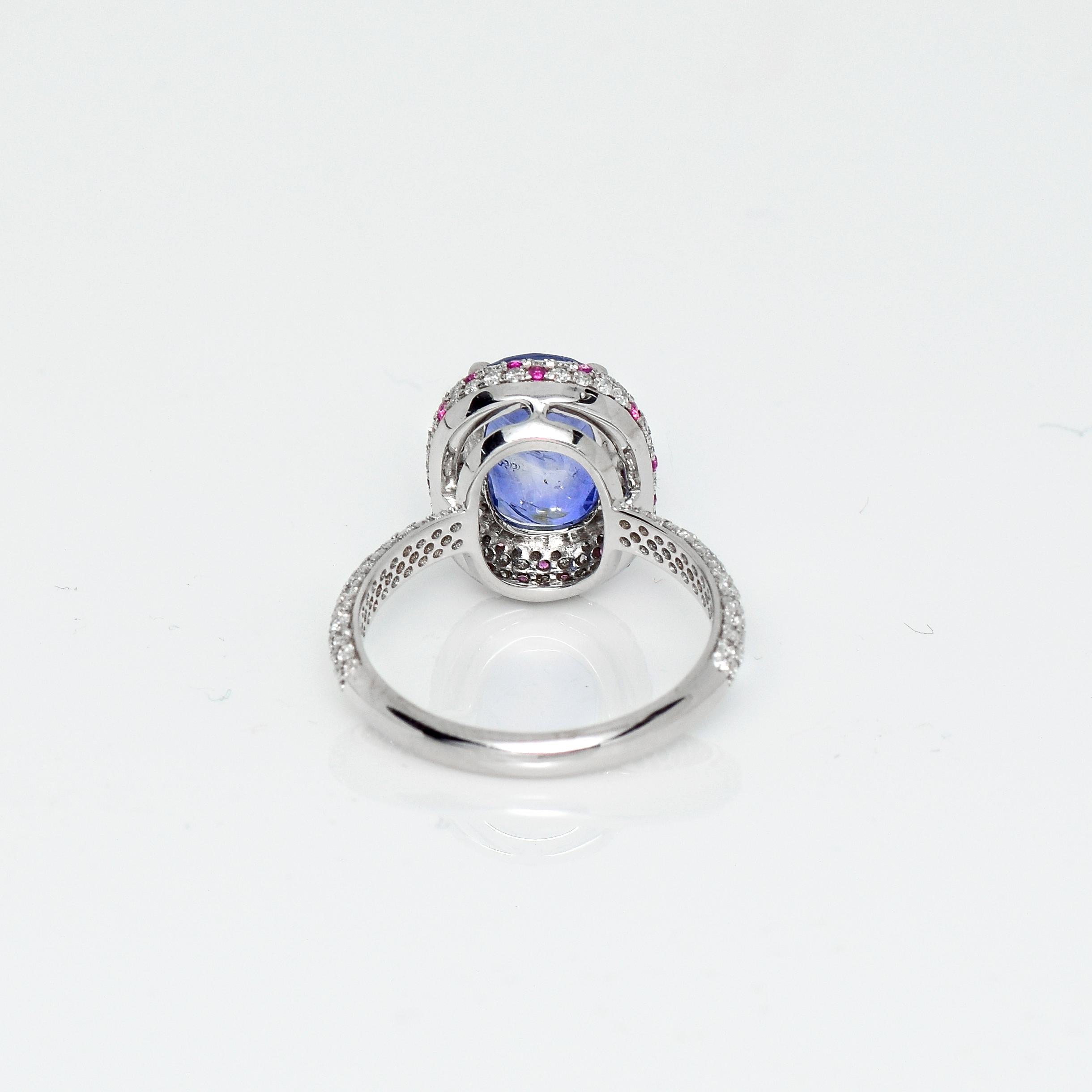 IGI 18k 3.22ct Unheated Blue Sapphire&Diamonds Antique Art Deco Engagement Ring 2