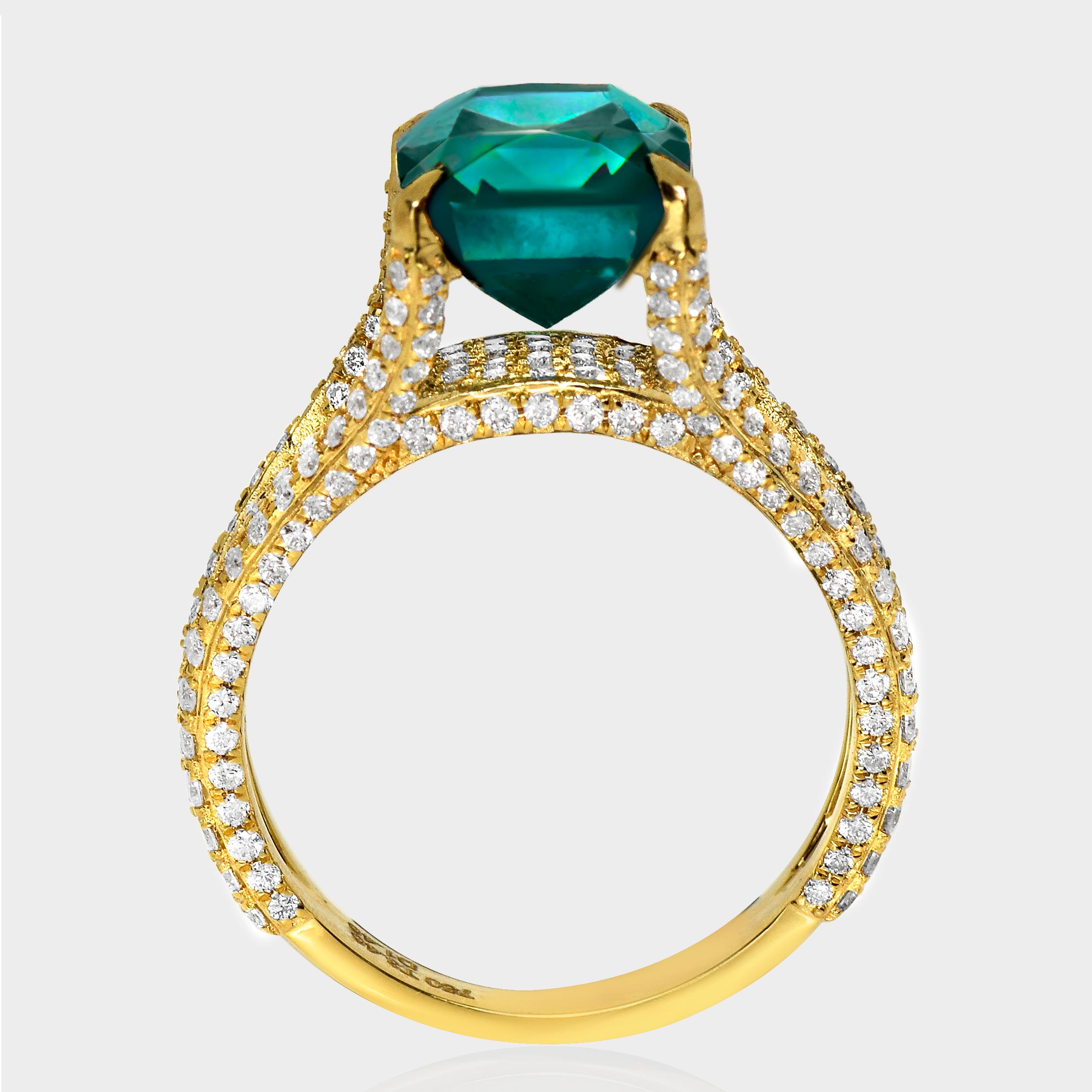 Taglio cuscino IGI 18K 3,46 ct  Anello di fidanzamento antico Greene & Greene & Greene & Diamonds, Nature in vendita