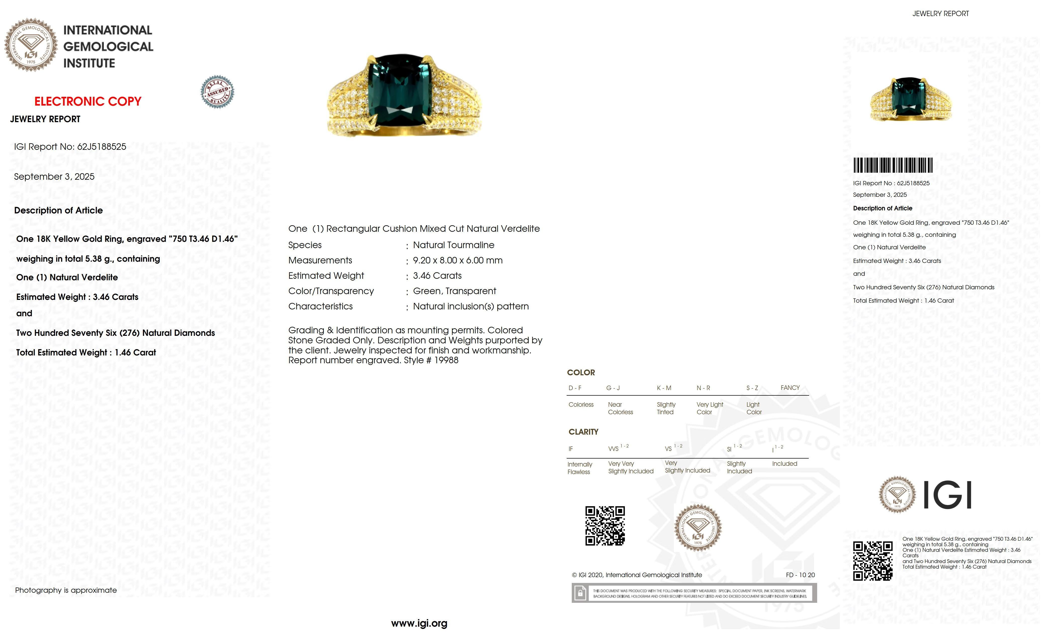 IGI 18K 3,46 ct  Anello di fidanzamento antico Greene & Greene & Greene & Diamonds, Nature in vendita 2