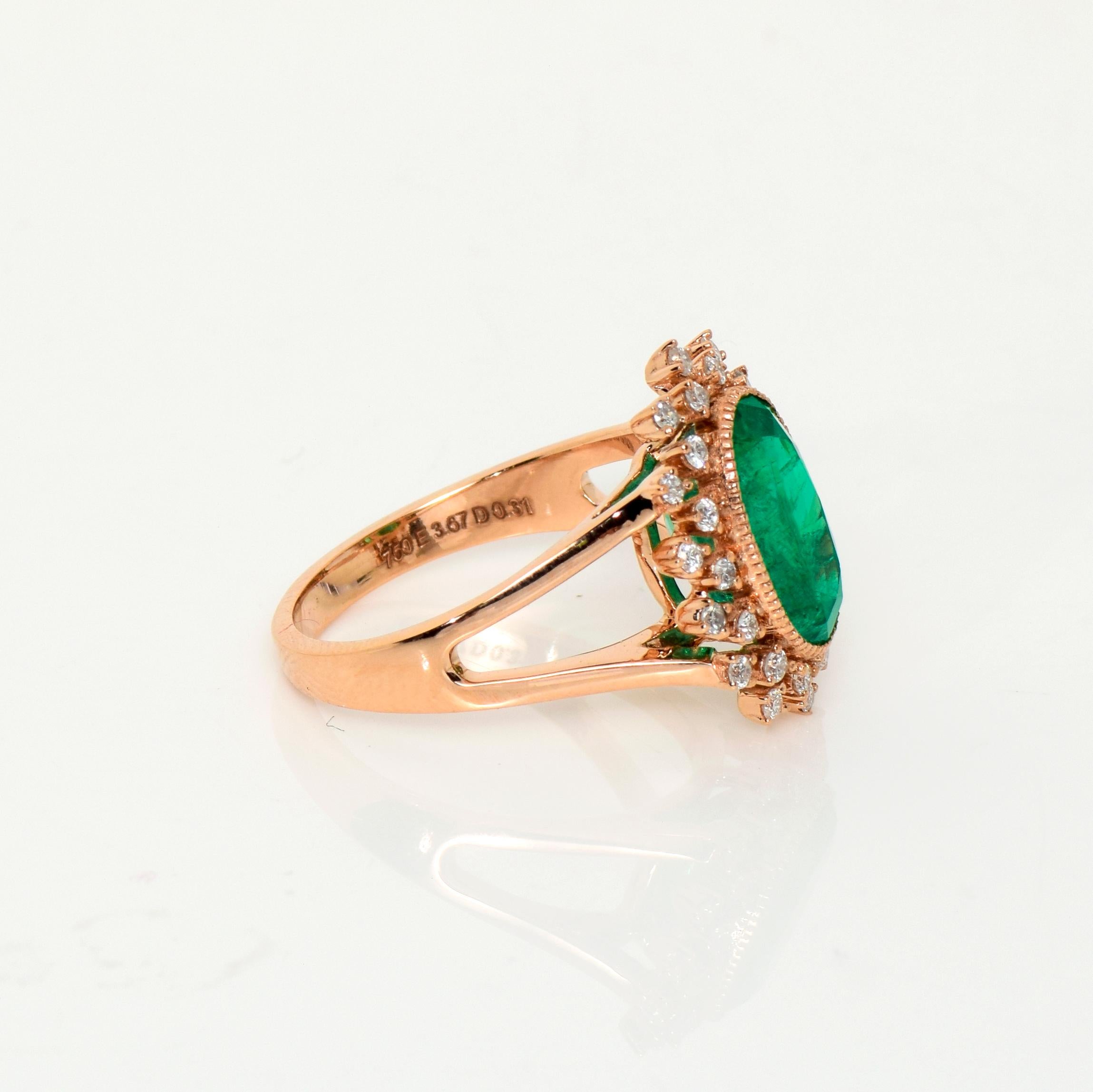IGI 18K 3,67 Karat Smaragd&Diamant Antiker Verlobungsring im Art-déco-Stil, Art déco-Stil 2