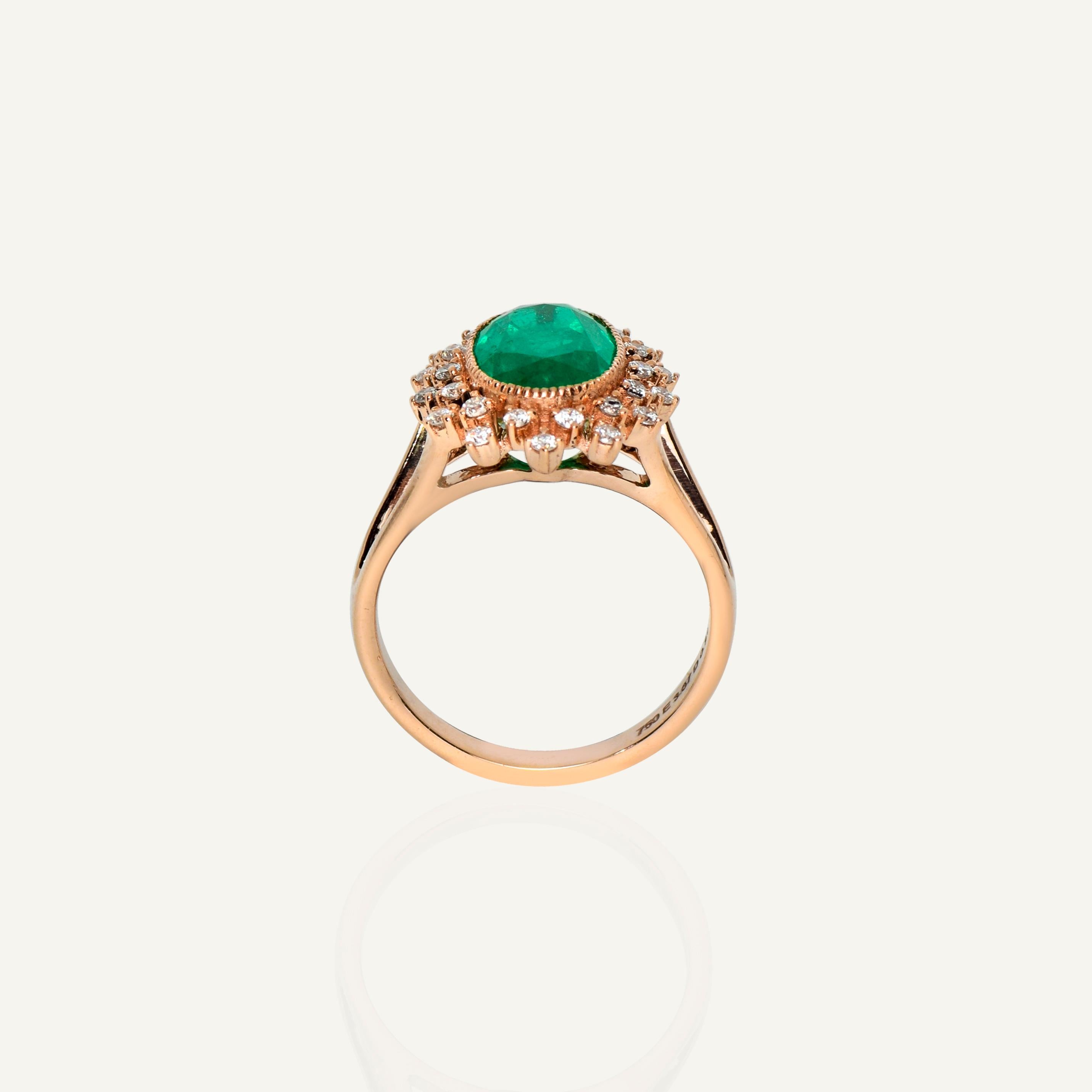 IGI 18K 3,67 Karat Smaragd&Diamant Antiker Verlobungsring im Art-déco-Stil, Art déco-Stil 3