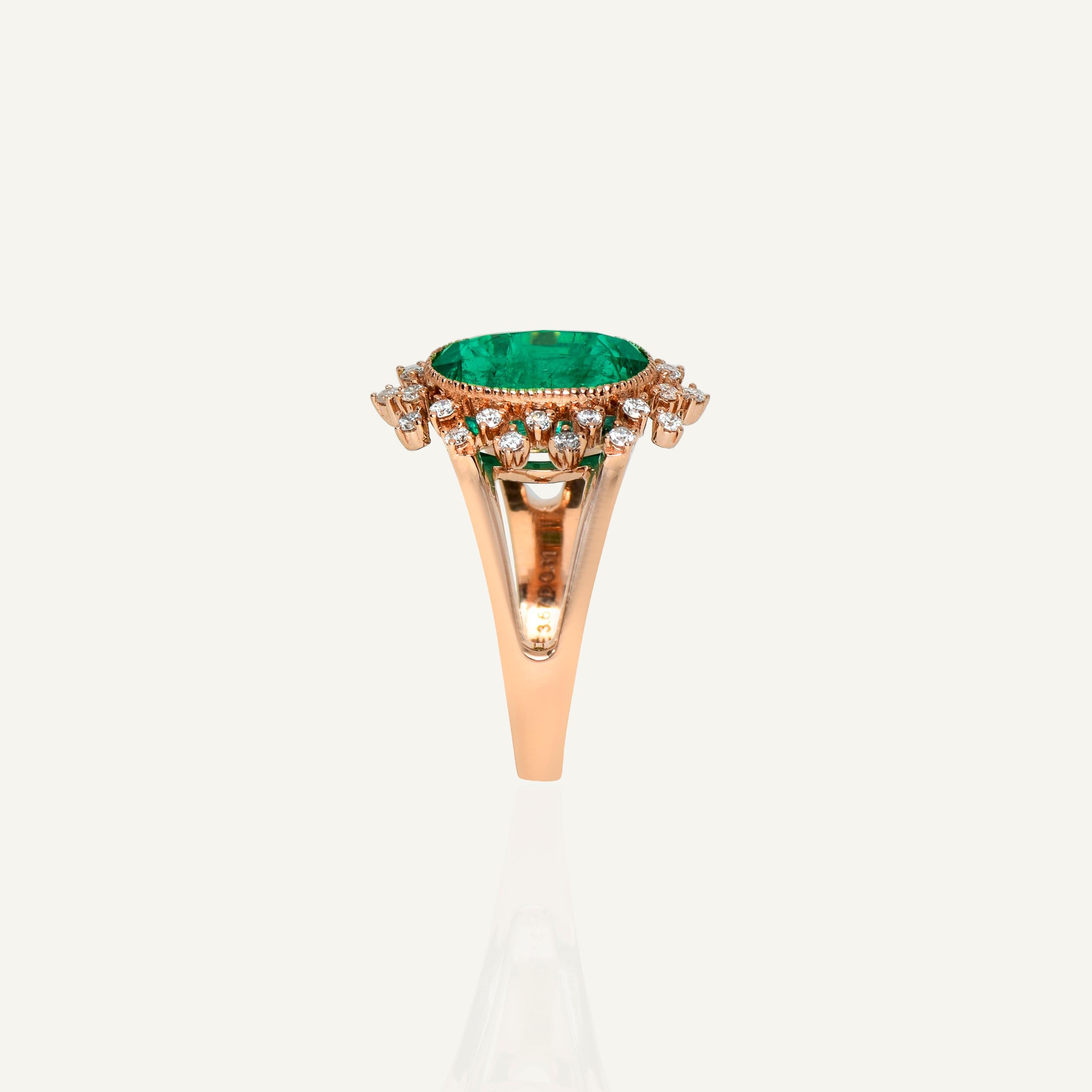 IGI 18K 3,67 Karat Smaragd&Diamant Antiker Verlobungsring im Art-déco-Stil, Art déco-Stil 4