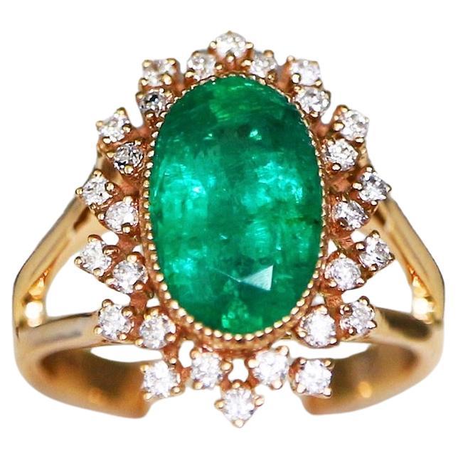 IGI 18K 3,67 Karat Smaragd&Diamant Antiker Verlobungsring im Art-déco-Stil, Art déco-Stil