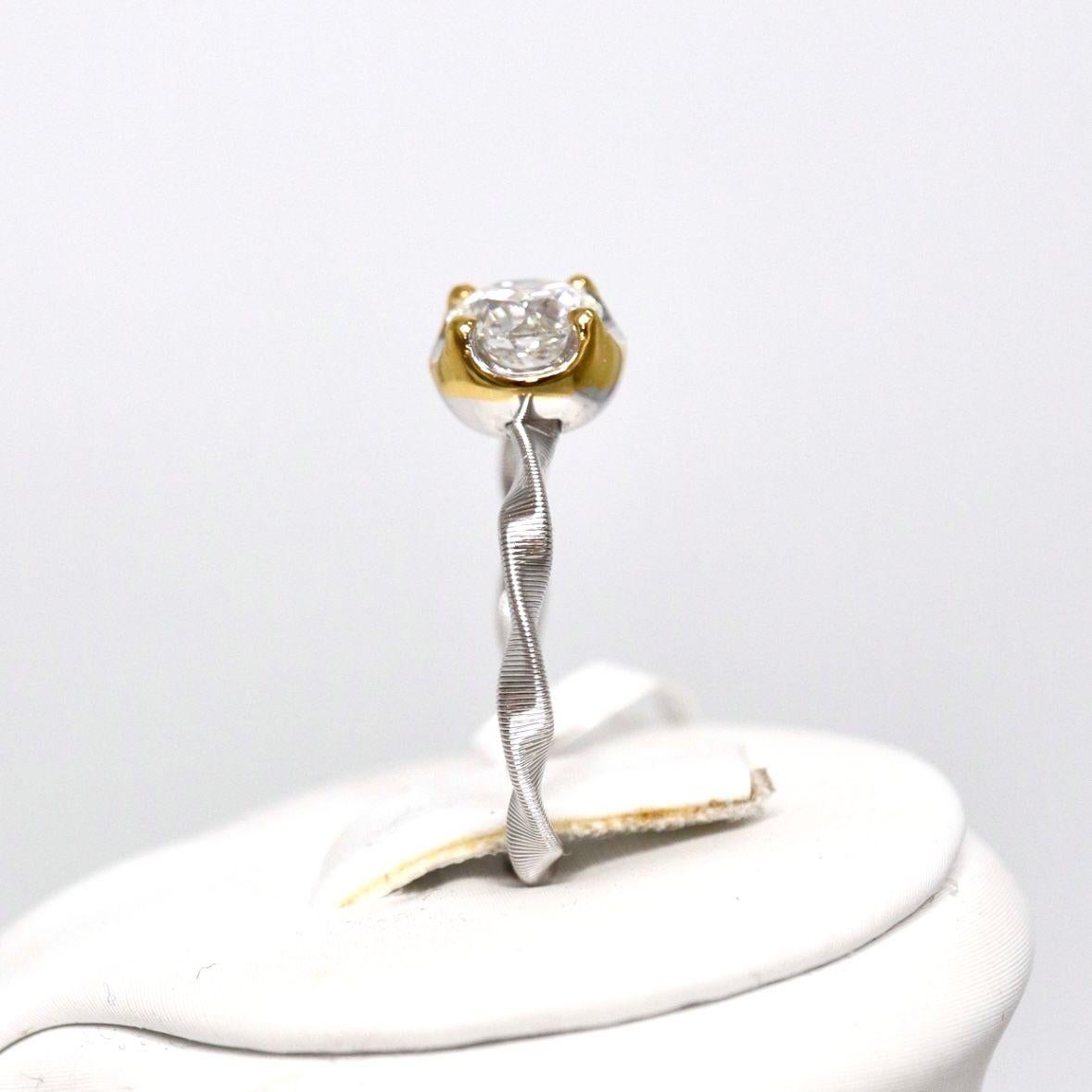 Anello di fidanzamento IGI 18K 3EX 1.00 Ct Natural Diamond Antique Art Deco in vendita 1