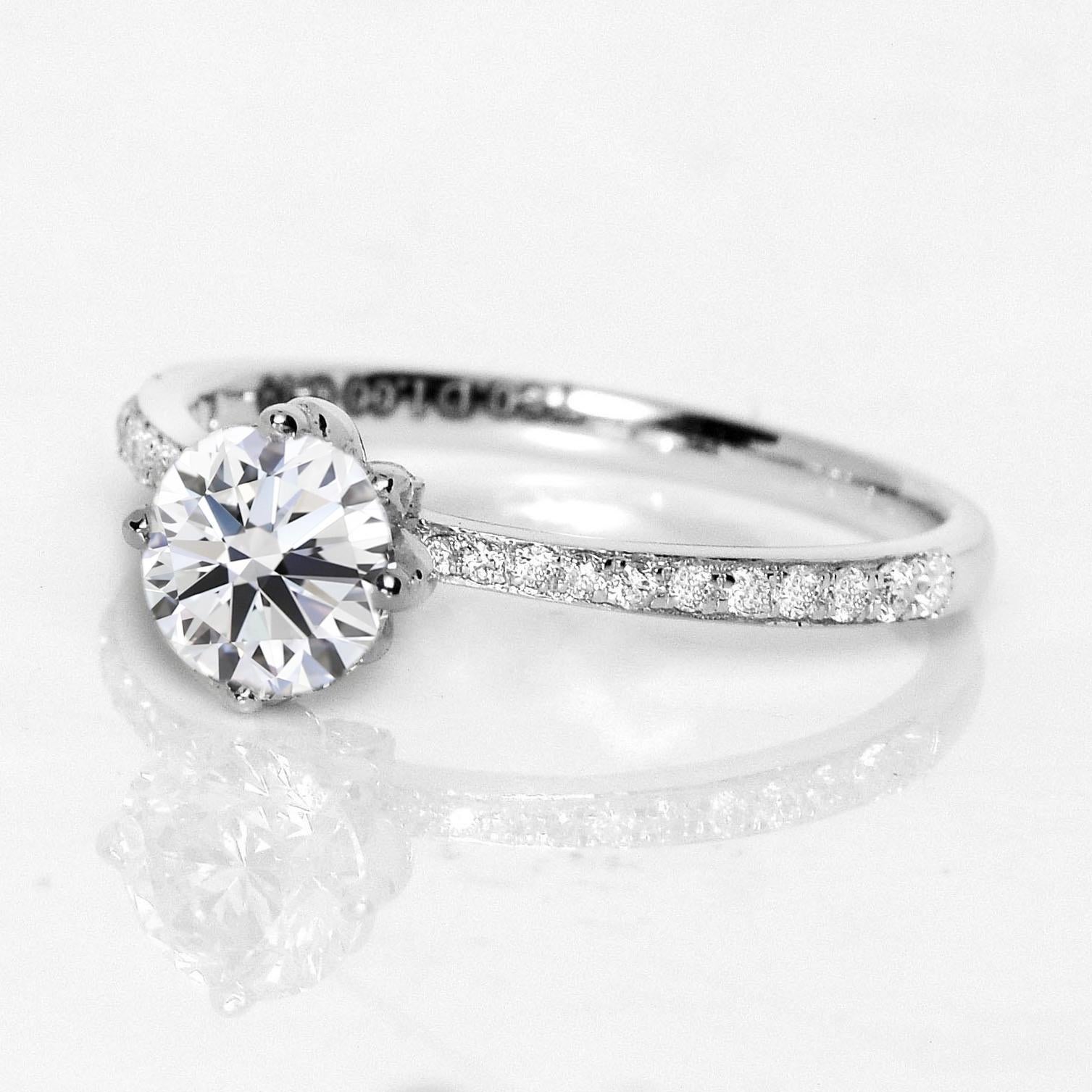 Contemporain Bague de fiançailles Art déco ancienne IGI 18 carats 3EX 1,01 carat E SI2 diamant naturel en vente
