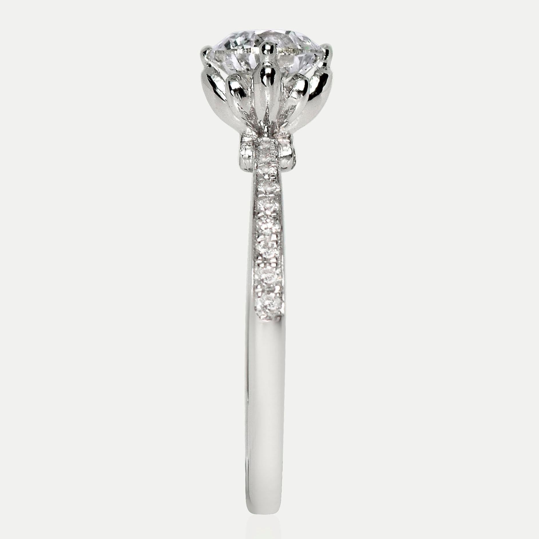 Bague de fiançailles Art déco ancienne IGI 18 carats 3EX 1,01 carat E SI2 diamant naturel Neuf - En vente à Kaohsiung City, TW