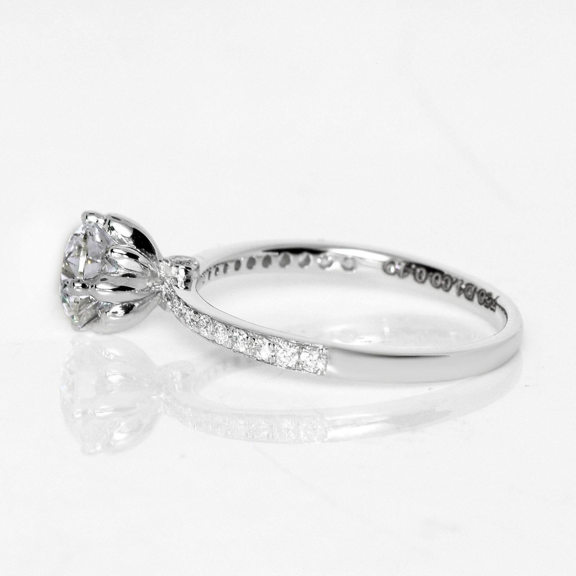 Bague de fiançailles Art déco ancienne IGI 18 carats 3EX 1,01 carat E SI2 diamant naturel Pour femmes en vente