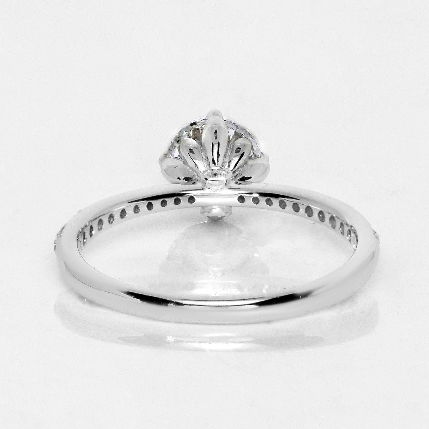 Bague de fiançailles Art déco ancienne IGI 18 carats 3EX 1,01 carat E SI2 diamant naturel en vente 1