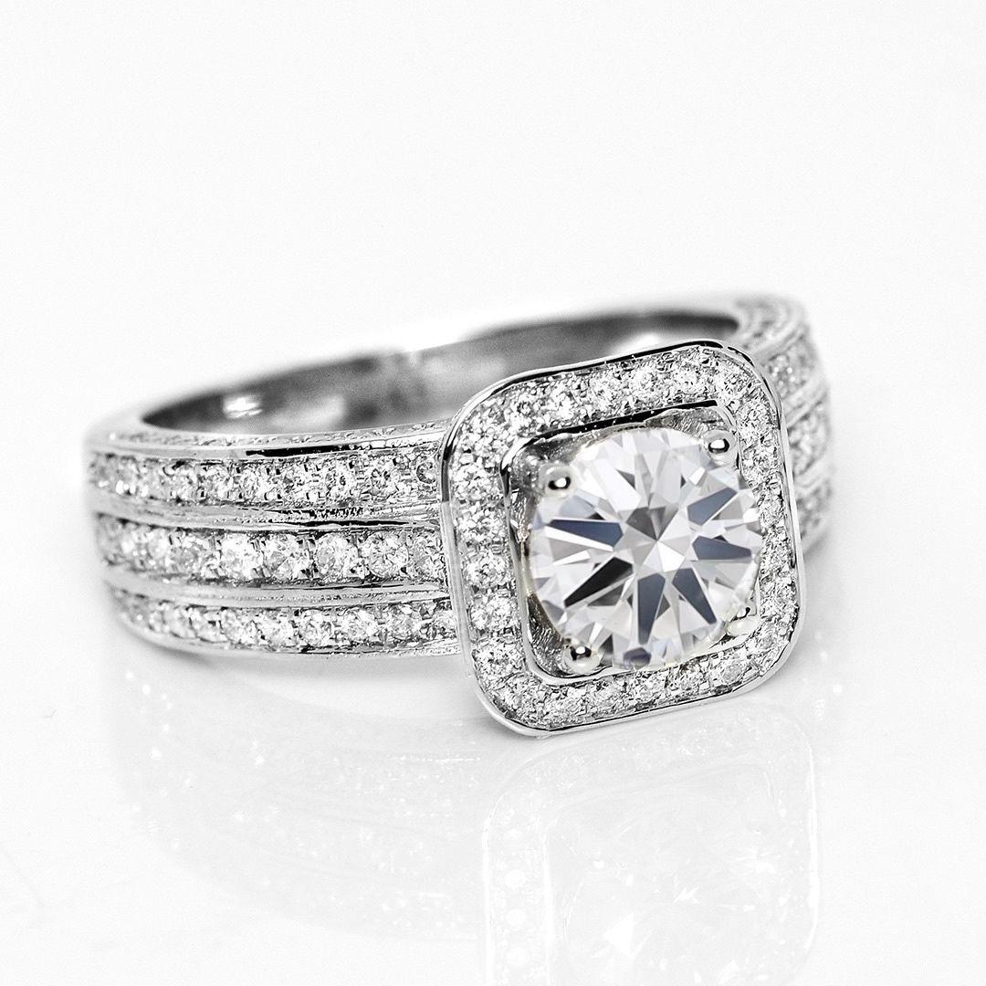 Taglio rotondo Anello di fidanzamento IGI 18K 3EX 1,03 Ct D IF Natural Diamond Antique Art Deco in vendita