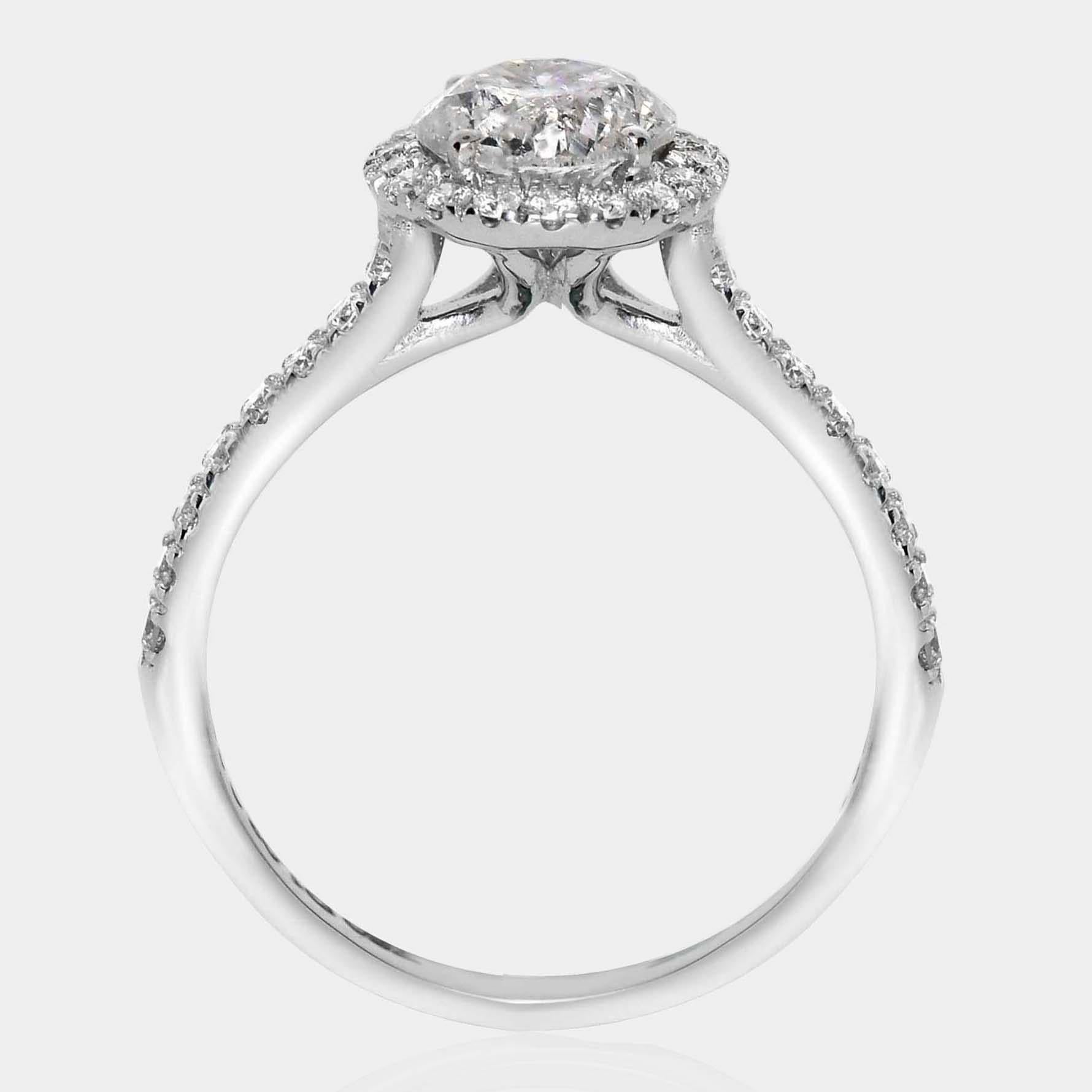 Taille ronde Bague de fiançailles Art déco ancienne avec diamant naturel IGI 18 carats 3EX 1,18 carat G SI2 en vente