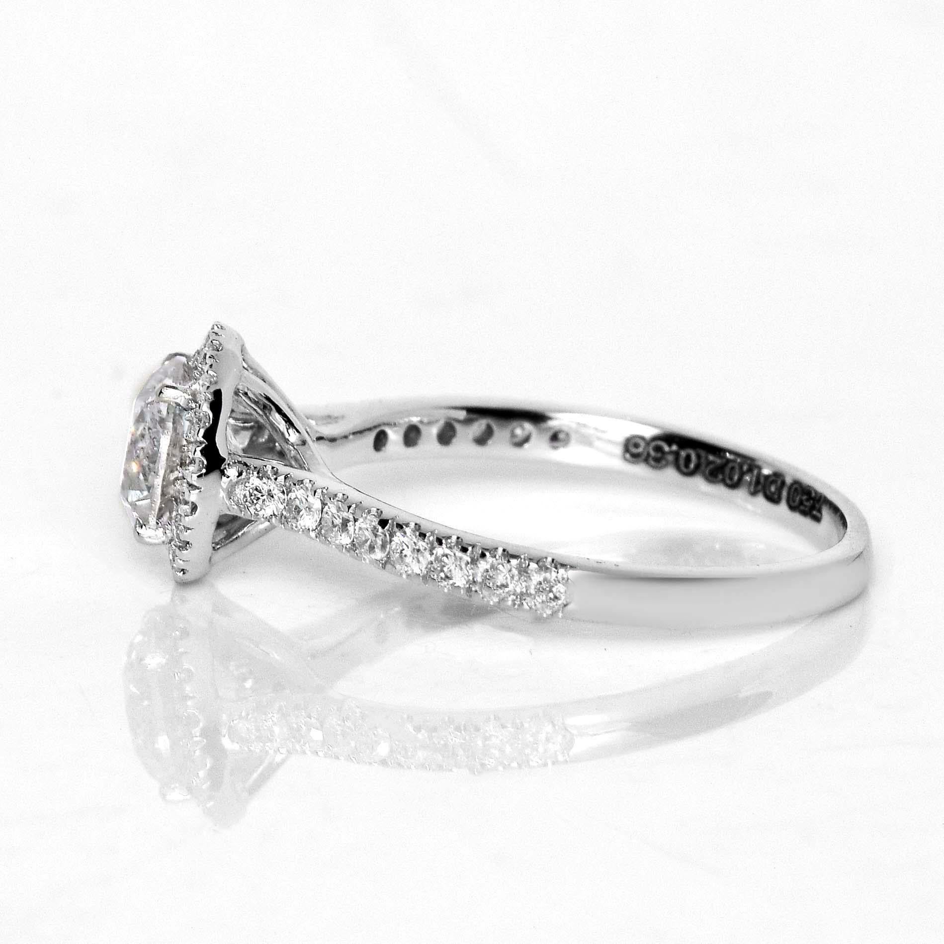 Bague de fiançailles Art déco ancienne avec diamant naturel IGI 18 carats 3EX 1,18 carat G SI2 Pour femmes en vente