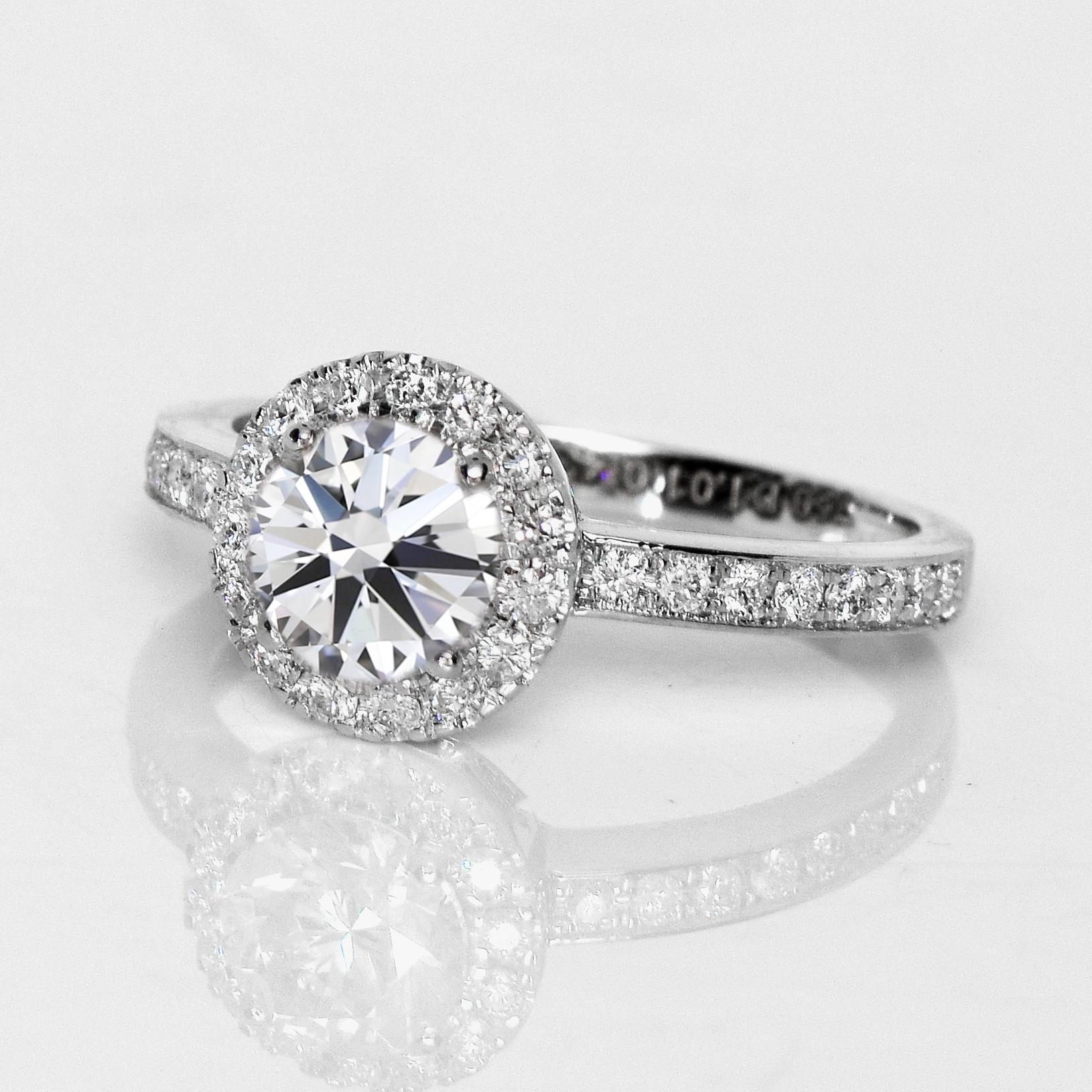 Contemporain Bague de fiançailles Art déco ancienne IGI 18 carats 3EX 1,23 carat G SI2 diamant naturel en vente