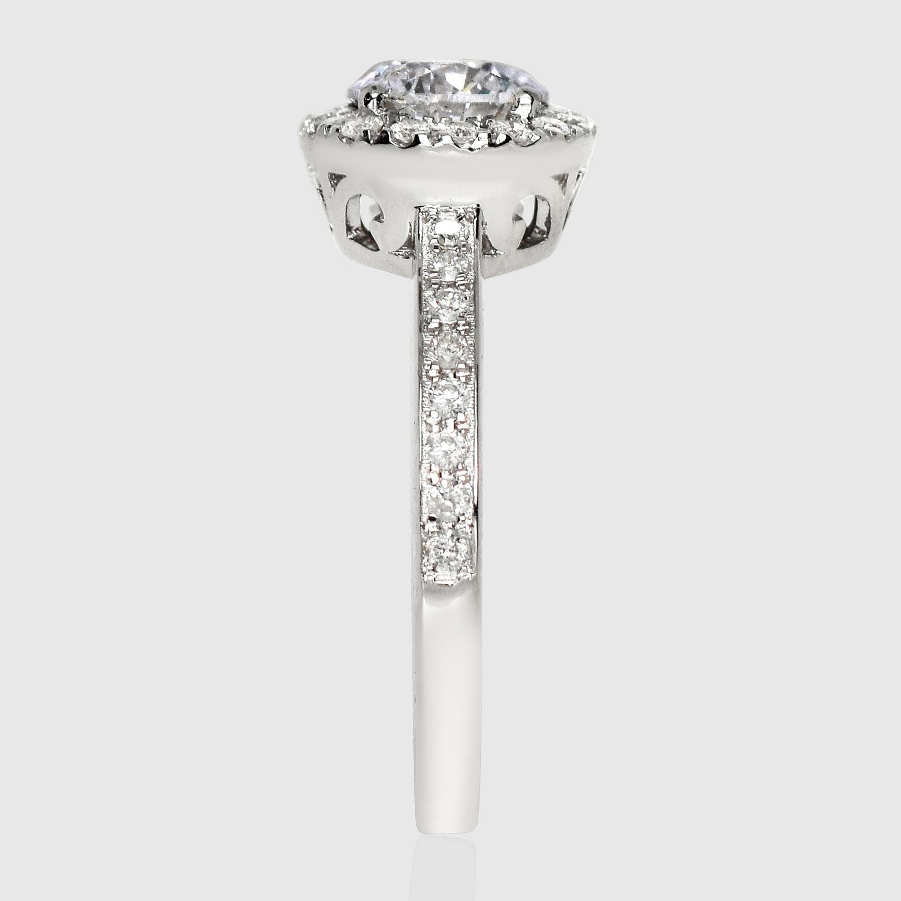 Bague de fiançailles Art déco ancienne IGI 18 carats 3EX 1,23 carat G SI2 diamant naturel Neuf - En vente à Kaohsiung City, TW