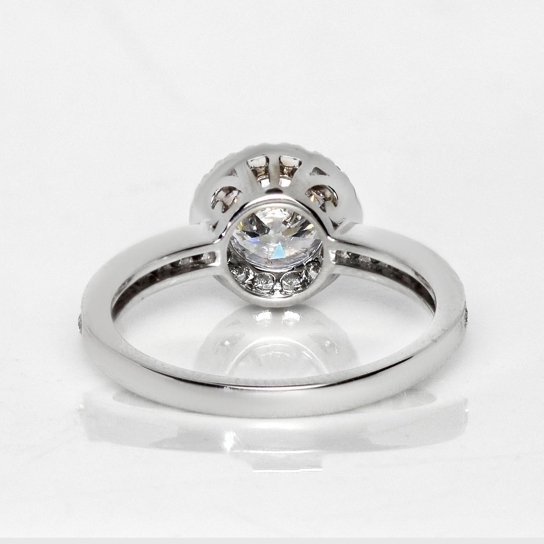 Bague de fiançailles Art déco ancienne IGI 18 carats 3EX 1,23 carat G SI2 diamant naturel en vente 1
