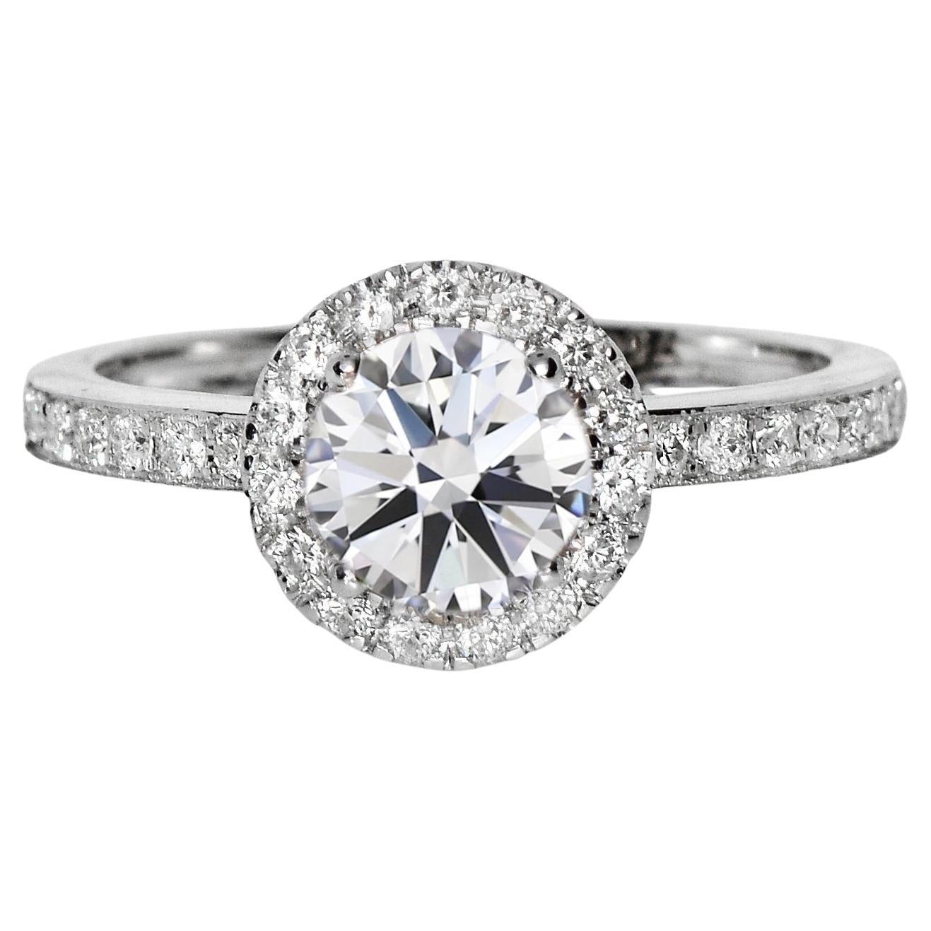 Bague de fiançailles Art déco ancienne IGI 18 carats 3EX 1,23 carat G SI2 diamant naturel