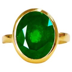 IGI 18K 4.05 Ct Natural Emerald Antique Art Deco Engagement Ring