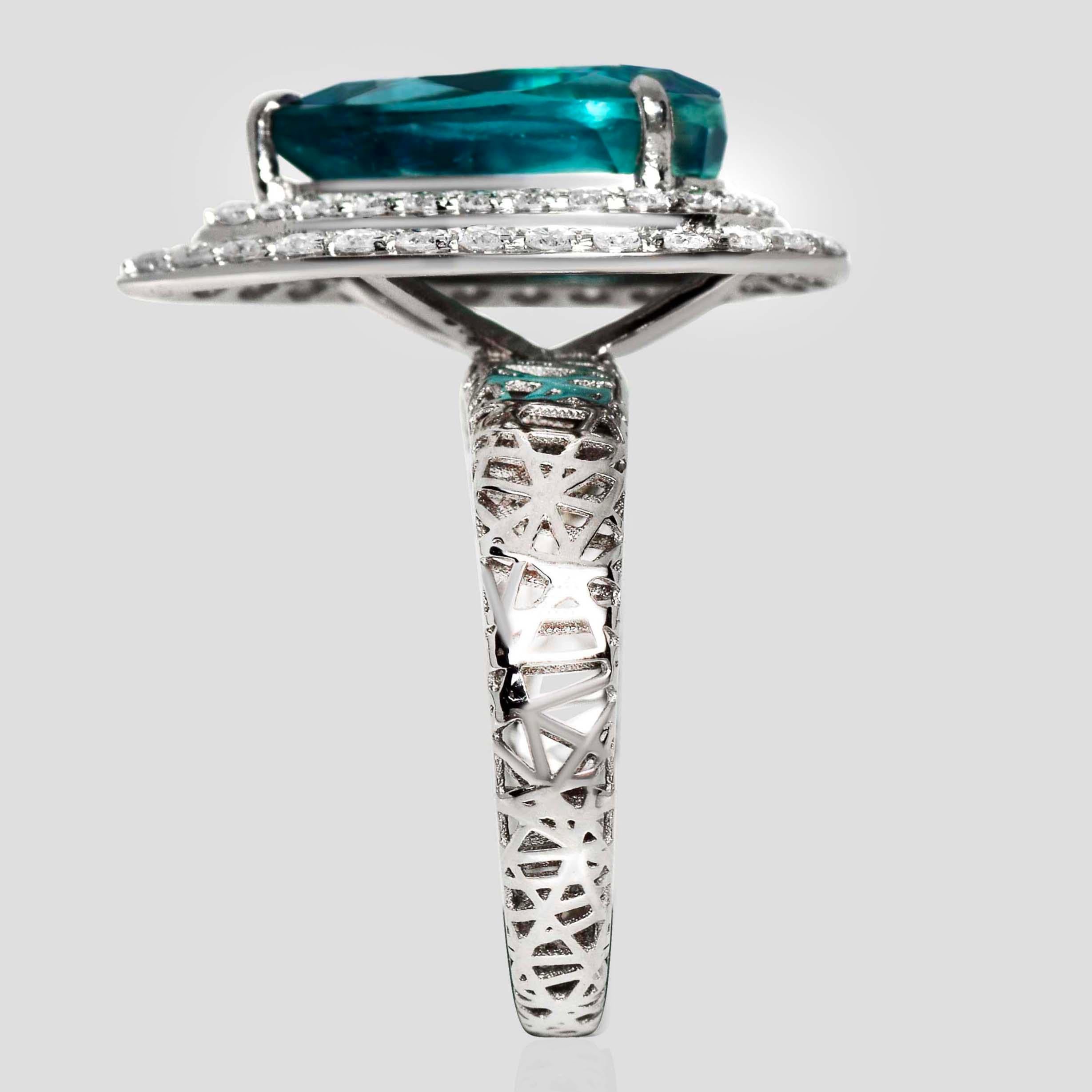 Anello di fidanzamento antico IGI 18K 4,23 carati smeraldo naturale Paraiba e diamanti In condizioni Nuovo in vendita a Kaohsiung City, TW