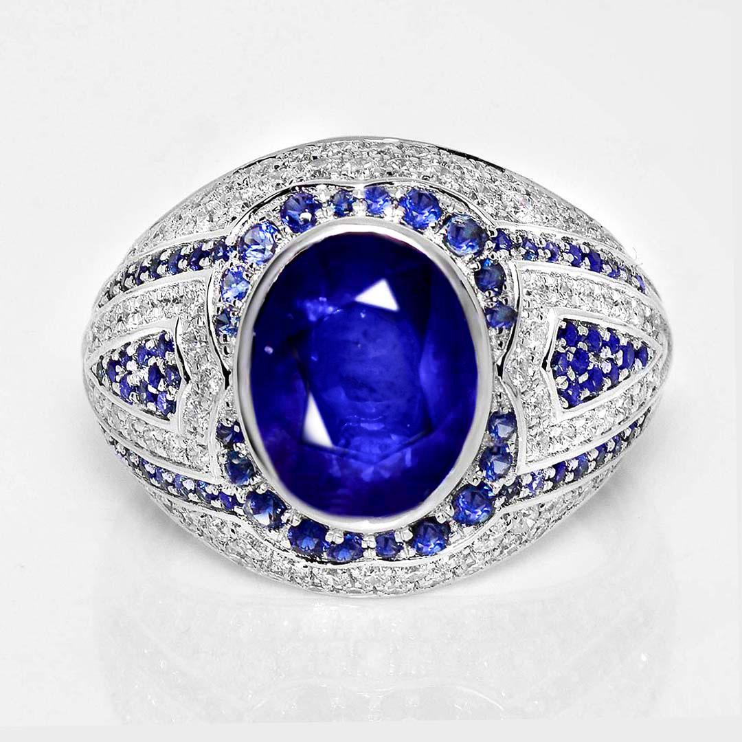 *IGI 18K 4.23 Ct Natural Sri Lanka Royal Blue Sapphire&Diamonds Antique Engagement Ring* (Anillo de compromiso antiguo)

Un zafiro azul vivo natural de Ceilán certificado por IGI/Lotus  de 4,23 quilates, engastada en la banda de oro blanco de 18