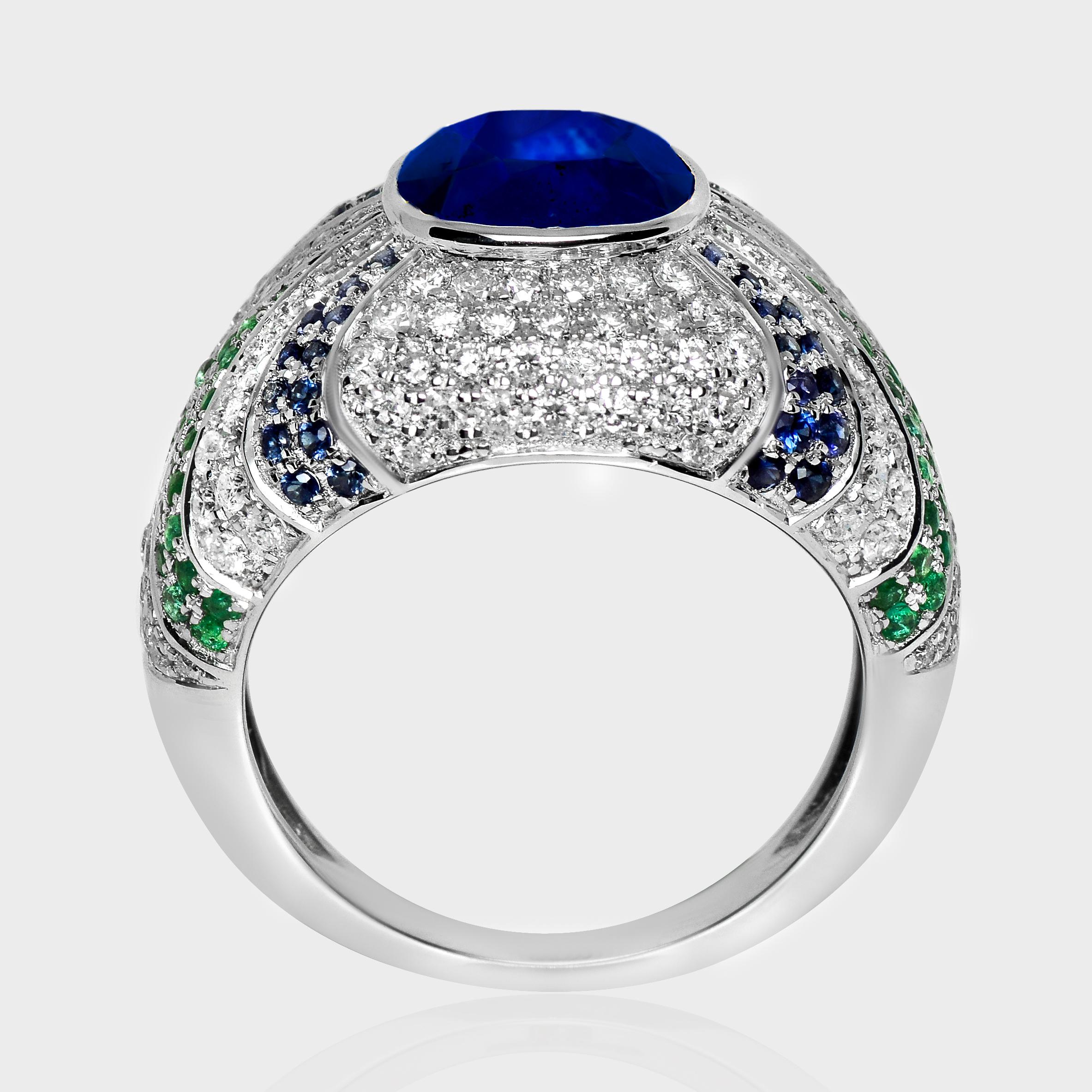 IGI Anillo de compromiso de zafiro azul real y diamantes de 18 quilates y 4,46 quilates naturales de Sri Lanka en Nuevo estado para la venta en Kaohsiung City, TW