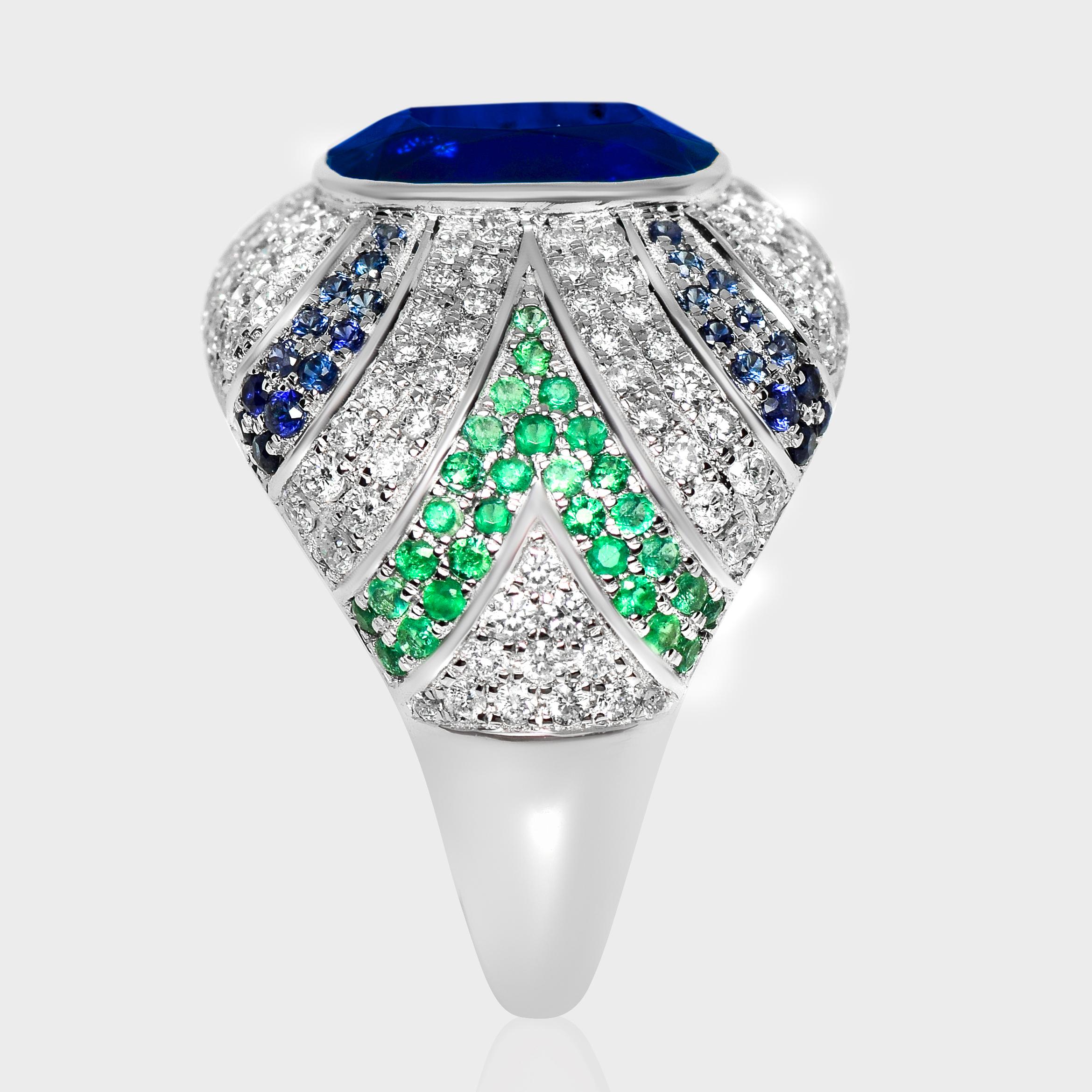 Femenino o masculino IGI Anillo de compromiso de zafiro azul real y diamantes de 18 quilates y 4,46 quilates naturales de Sri Lanka en venta