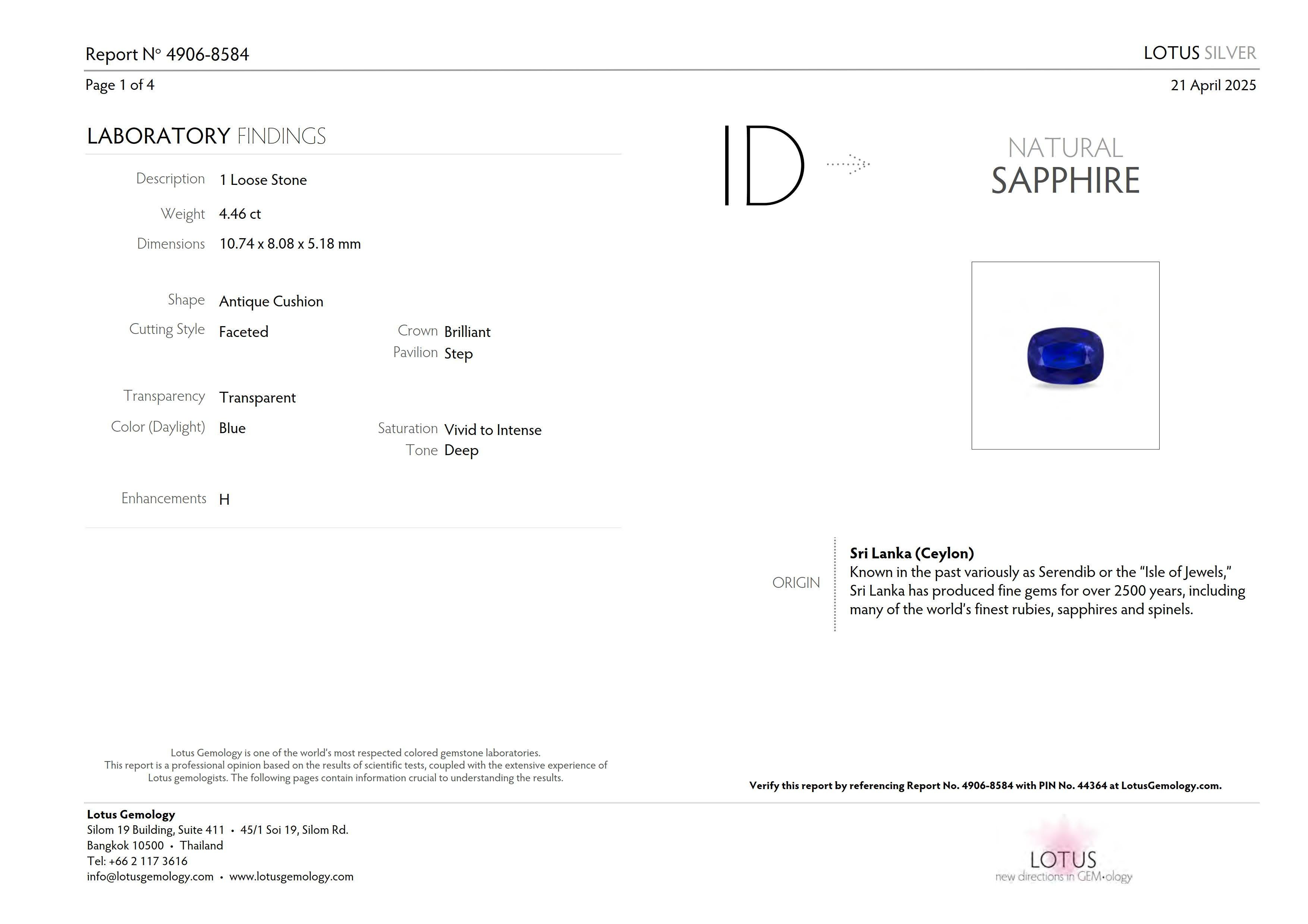 IGI Anillo de compromiso de zafiro azul real y diamantes de 18 quilates y 4,46 quilates naturales de Sri Lanka en venta 2