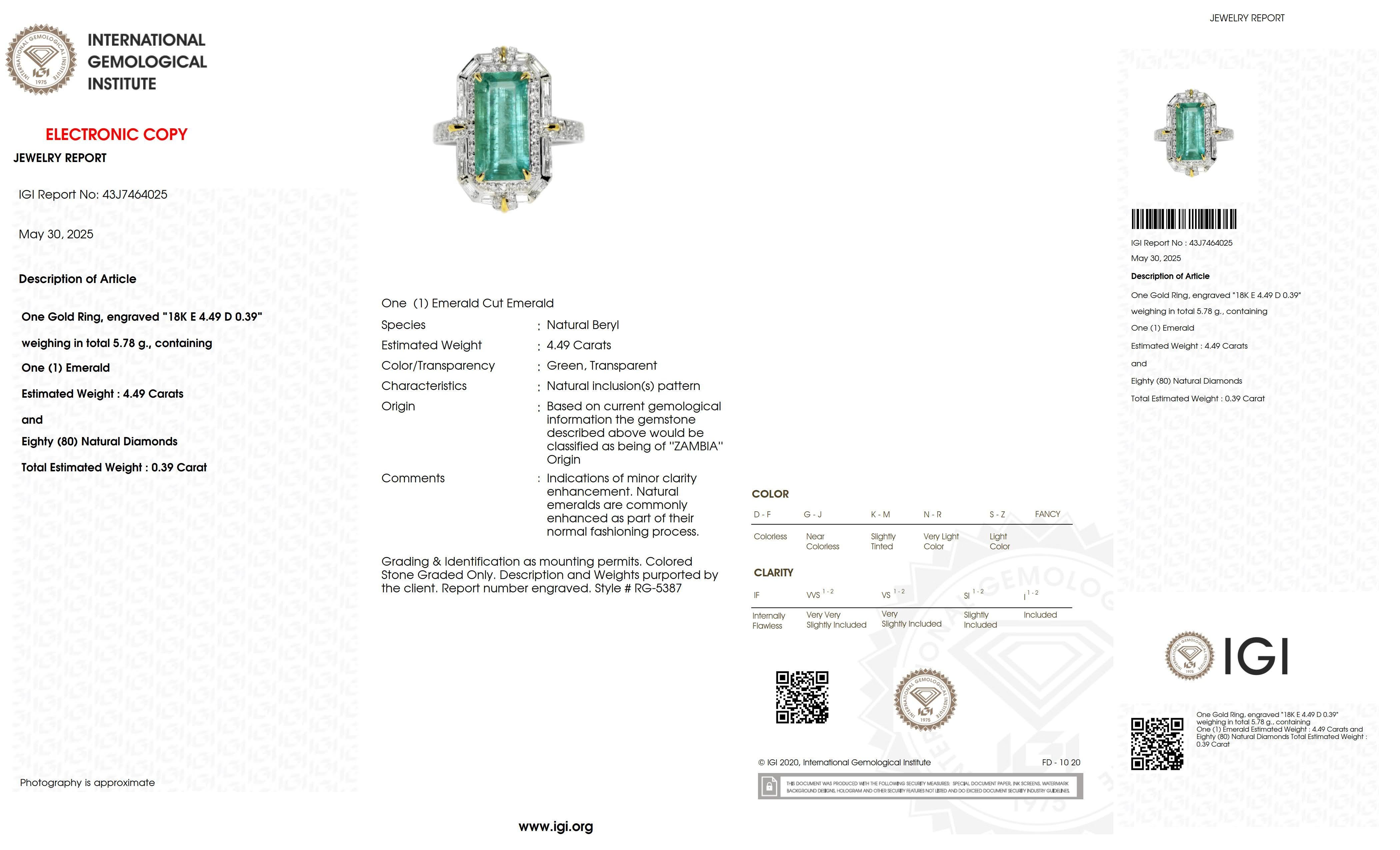 IGI 18K 4.49 Ct Natural Paraiba Emerald&Diamonds Antique Engagement Ring in vendita 2